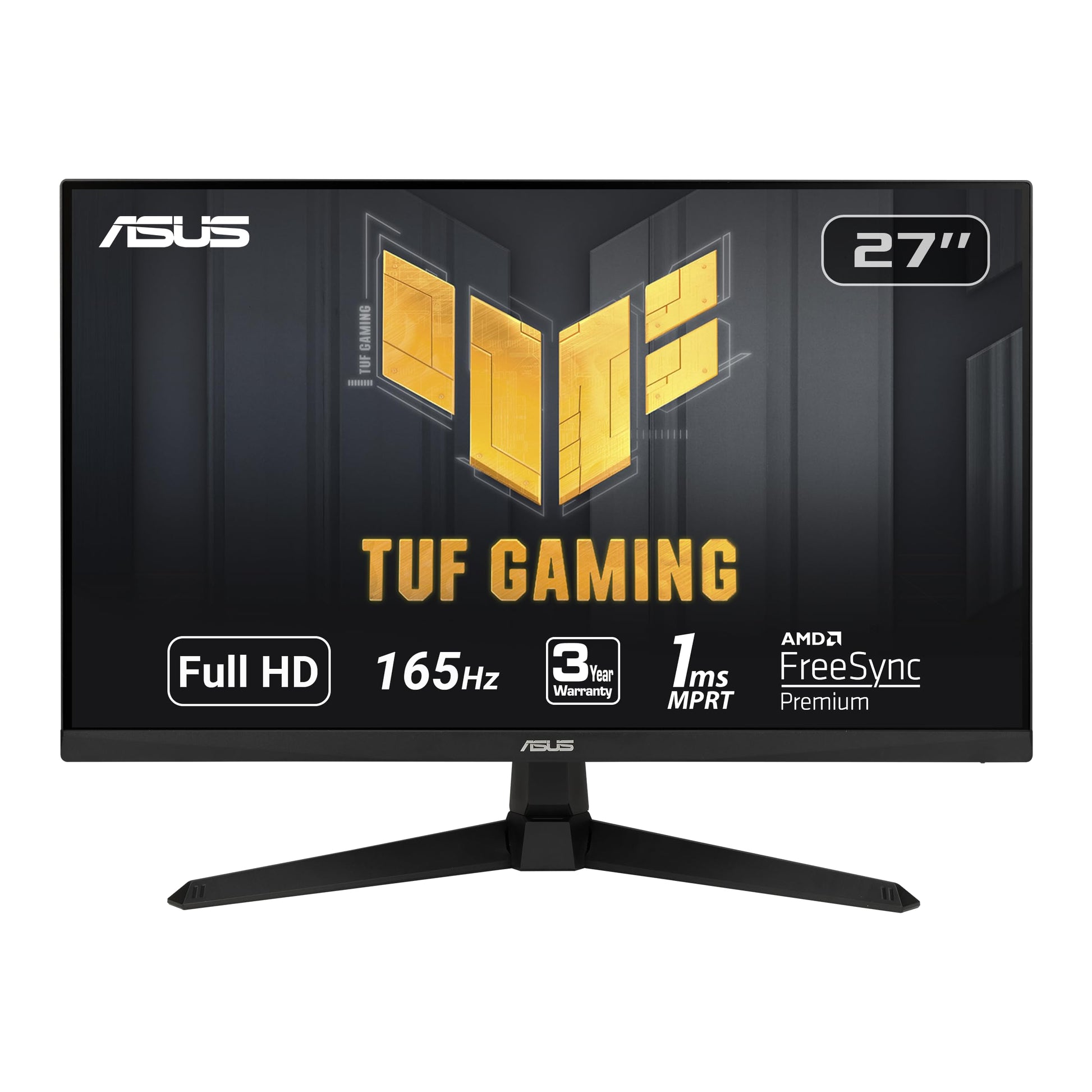 ASUS TUF Gaming 27” 1080P Gaming Monitor (VG277Q1A) - Full HD, 165Hz (Supports 144Hz), 1ms, Extreme Low Motion Blur, FreeSync Premium, Shadow Boost, Eye Care, HDMI, DisplayPort, Tilt Adjustable