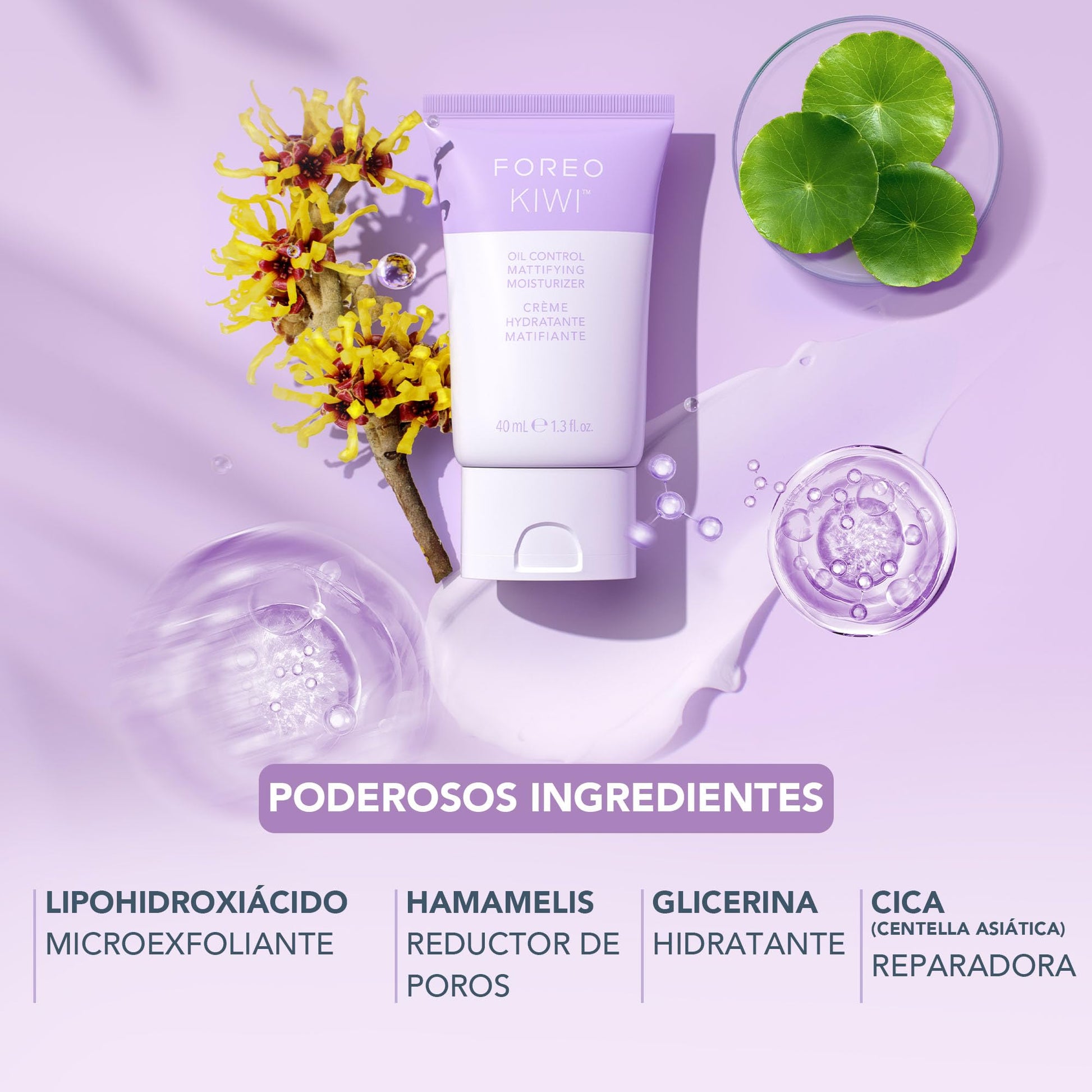 FOREO KIWI Regulador de sebo hidratante y matificante - Cuidado tras herramienta de microdermoabrasión y extractor de puntos negros - Piel grasa con acné - Probado dermatológicamente - Vegano, 40 ml