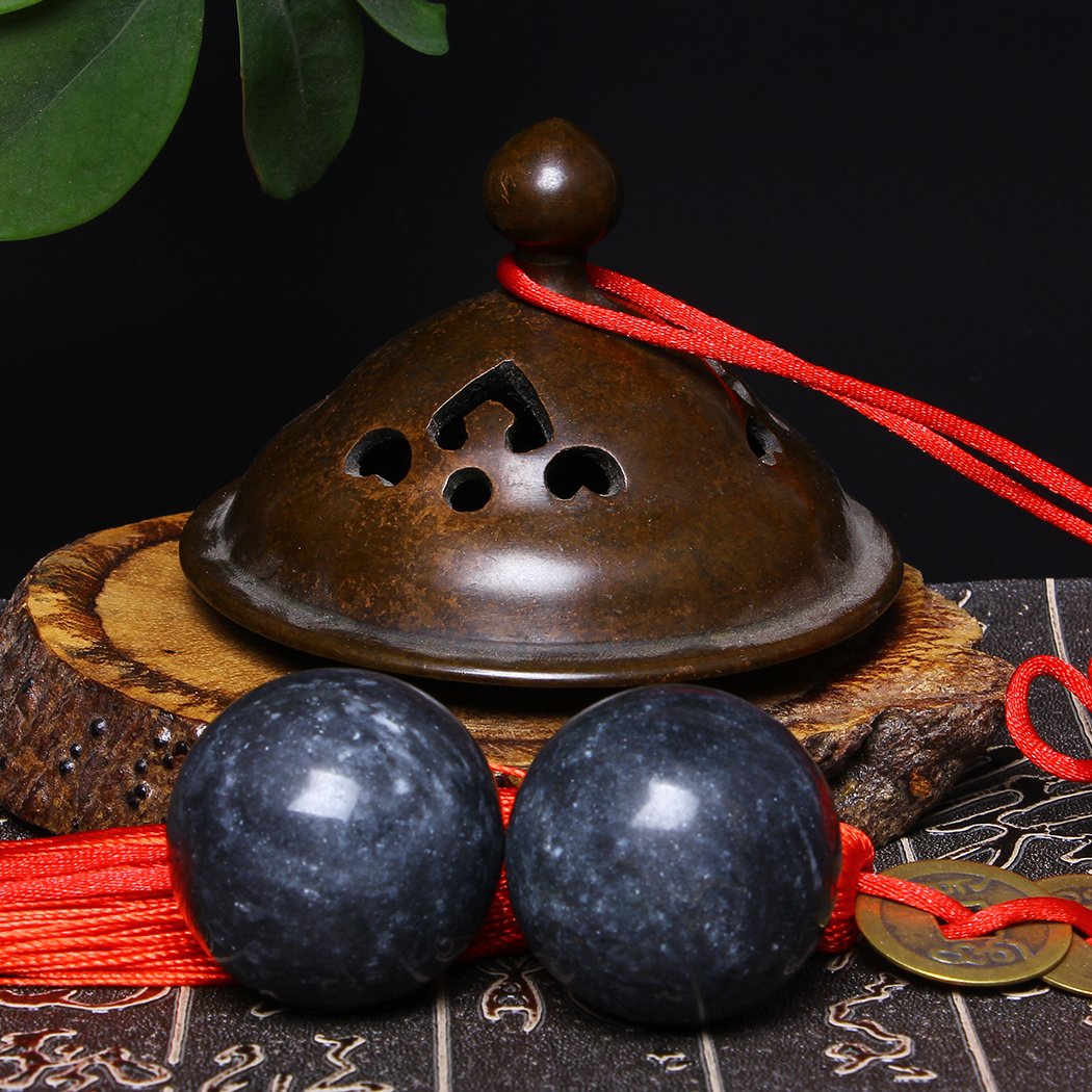 BRABUD BS021 - Pelotas de ejercicio chino de 1.4 pulgadas, color gris oscuro, para aliviar el estrés sin campanas