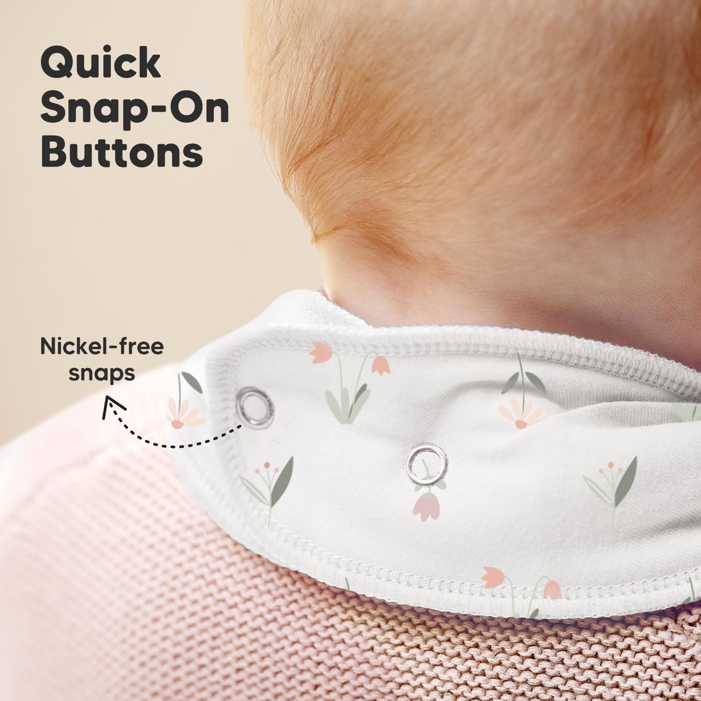 Paquete de 8 baberos de bandana orgánicos para bebés niñas - Baberos triangulares súper absorbentes para babeo y dentición, 100% algodón extra suave para recién nacidos, bebés de 0 a 36 meses (Fleur)
