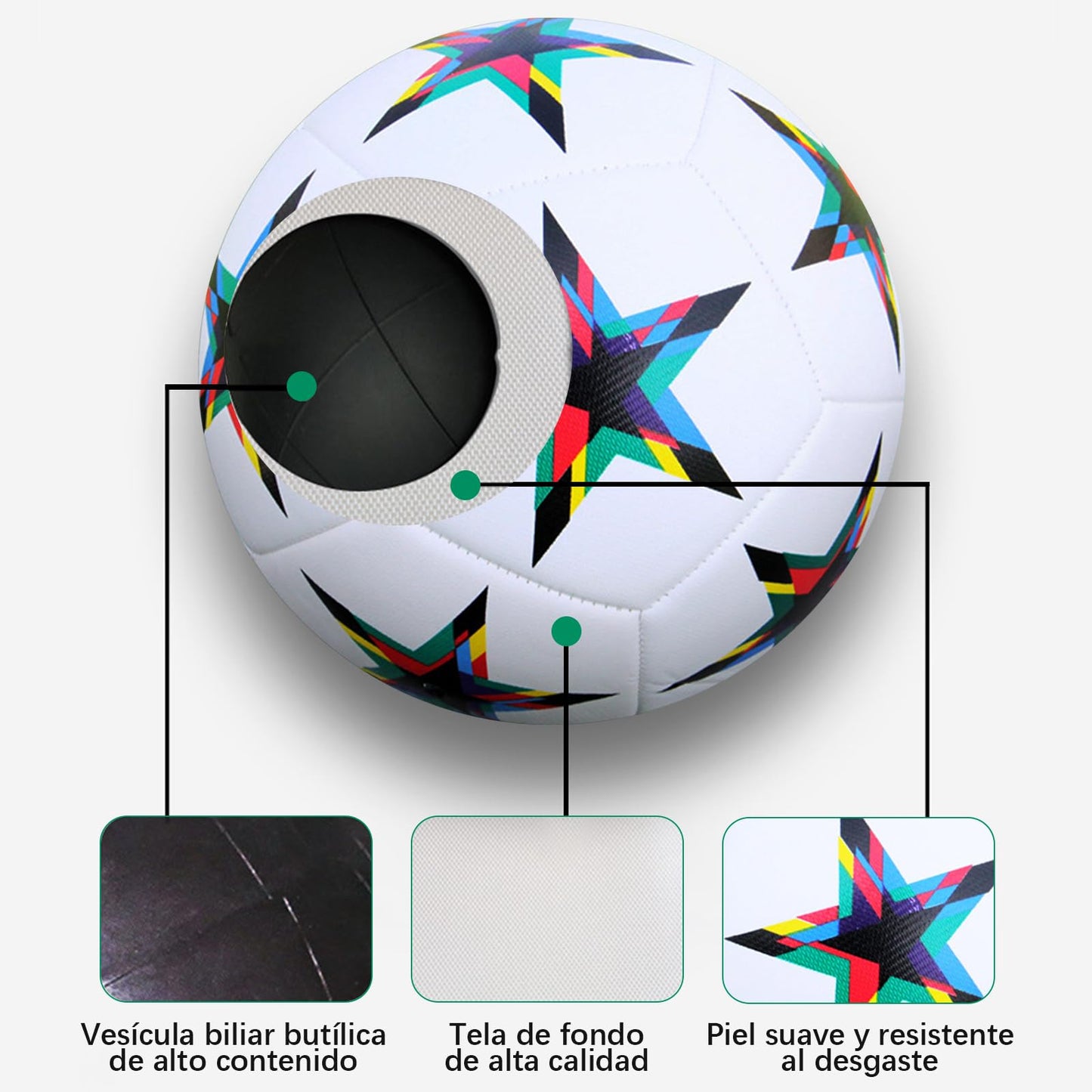 Balón de Fútbol ZYJXLY Estilo Copa del Mundo Número 5 para Entrenamiento y Competición