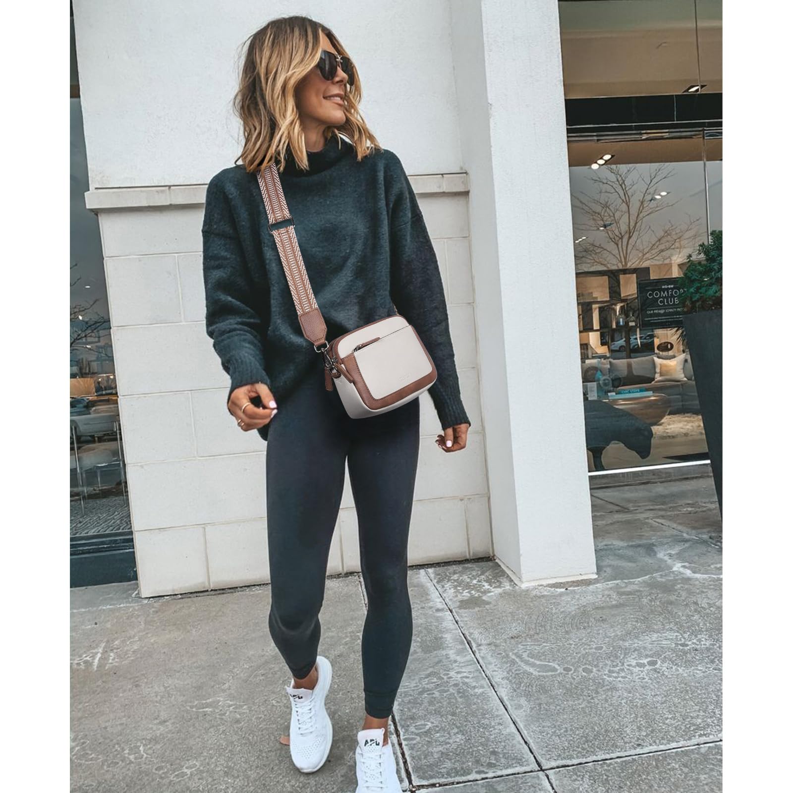 CLUCI - Riñonera para mujer, mini bolso cruzado en todas partes, correa ajustable, piel vegana, riñonera para mujer, E-1 Beige, Pequeño, Riñonera