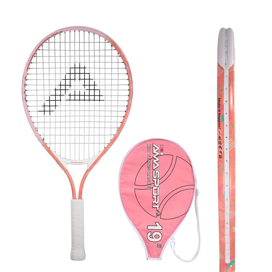 AMA SPORT - Raqueta de tenis para niños pequeños de 17 a 25 pulgadas para niñas y niños, raquetas de tenis de 4 colores para niños de 2 a 12 años con correa de hombro de nailon 420D