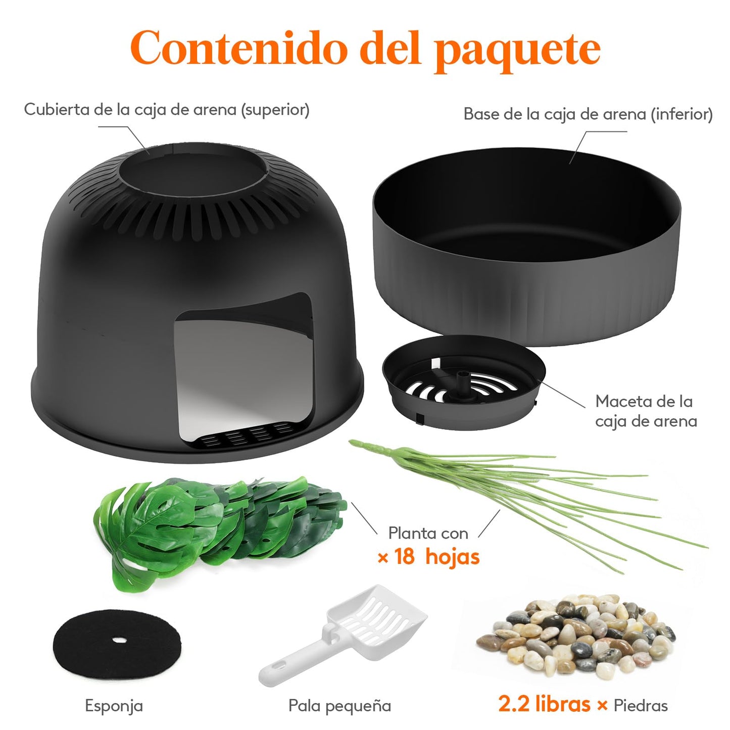Lifewit Caja de Arena para Gatos con Plantas Ocultas, Plantas Artificiales y Caja de Arena Cerrada para Gatos, ventilación y Filtro de olores, fácil de Limpiar, Negro
