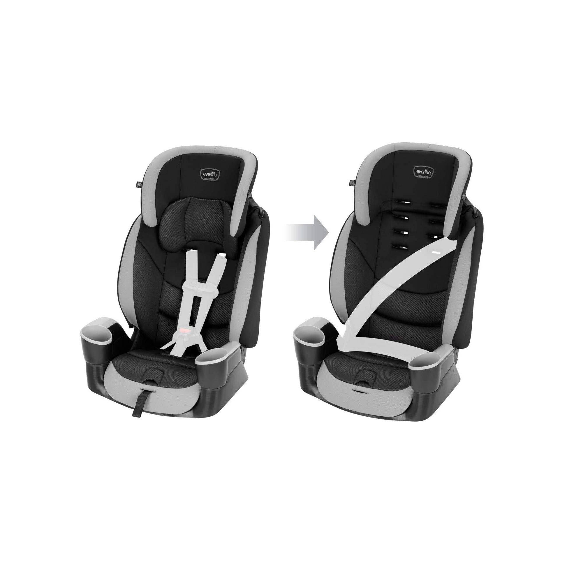 Asiento Elevador de Respaldo Alto Evenflo Maestro Sport gris granito con Arnés