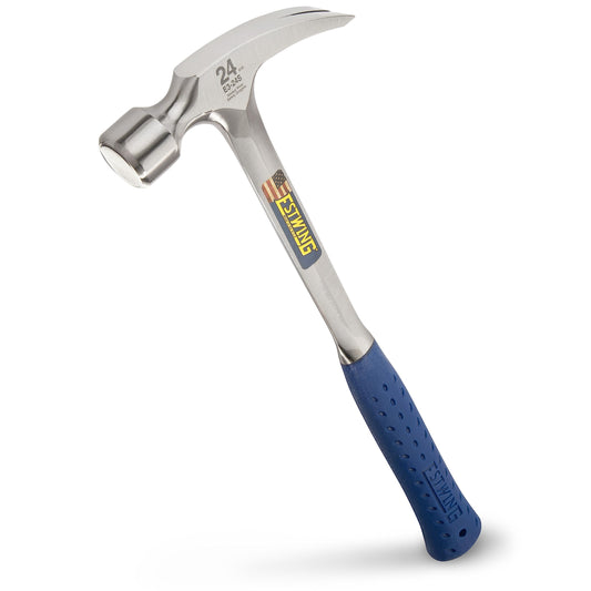 Martillo de Encuadre Estwing Azul Mango Largo Garra Recta 24 Onzas con Agarre Antivibración