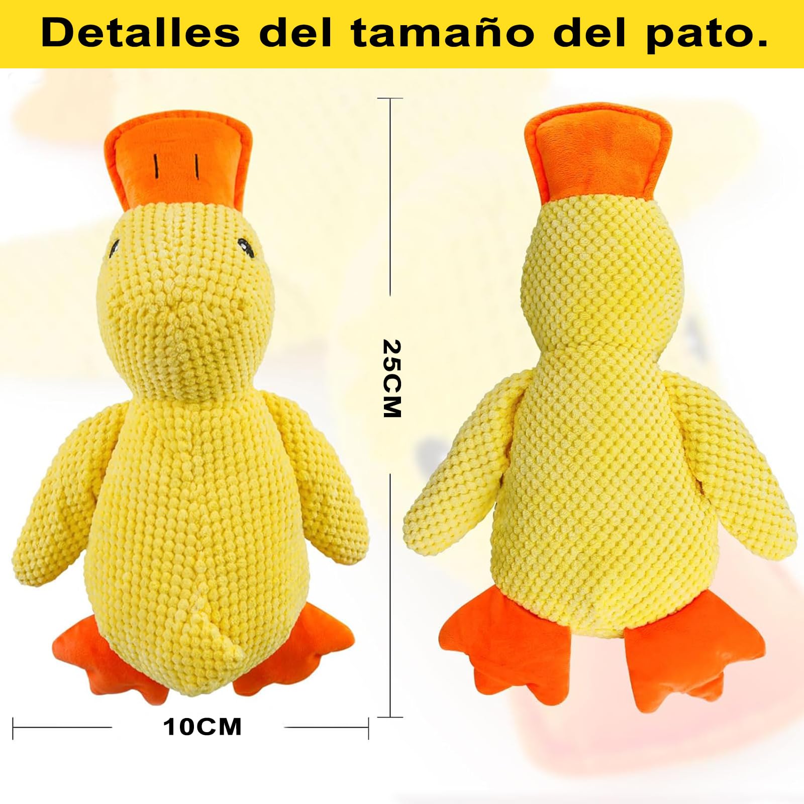 LICHENXI Pato Calmante para Perros2PK, Juguete para Perros Pato, Peluche Interactivo para Mascota Mordible con Sonido Chirriante; Juguete para Masticar y Jugar para Perros de Todas Las Razas y Tamaños