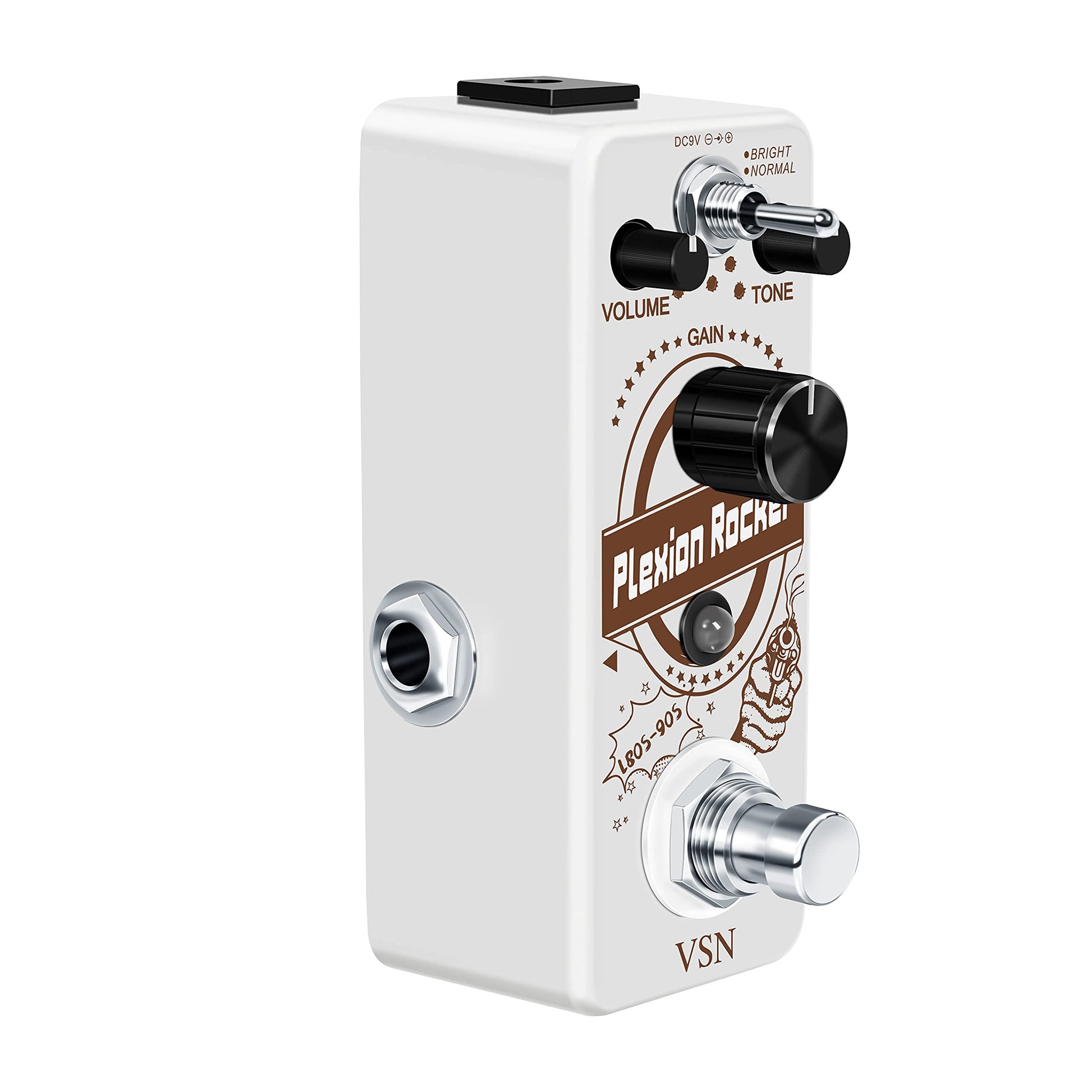 Pedal de Distorsión VSN Plexion Efecto para Guitarra Bajo con Modos Brillo Normal True Bypass