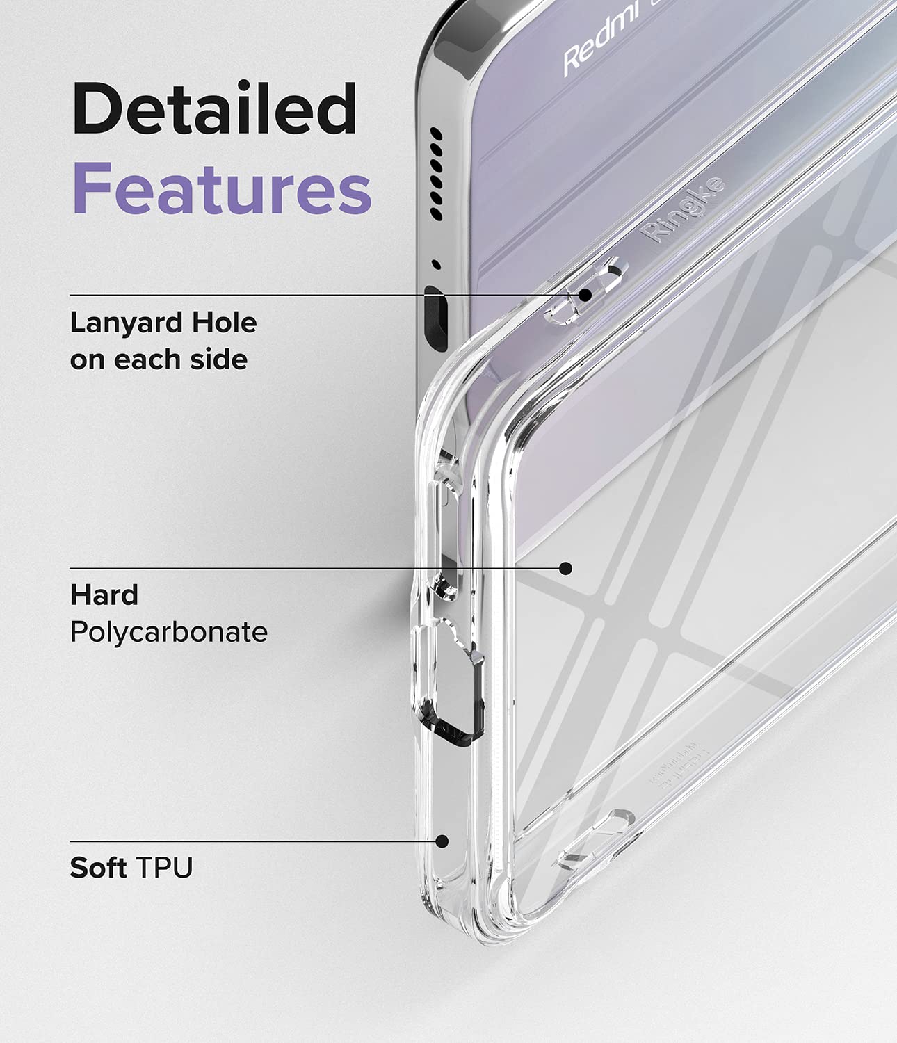 Funda Ringke Fusion Xiaomi Redmi Note 11 Pro Clear Trasera Dura Hybrid con Parachoques de TPU Flexible