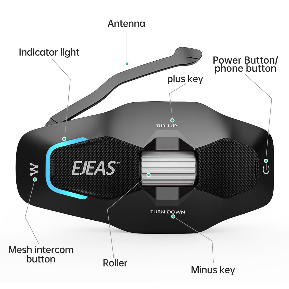 Auriculares Bluetooth GaiRen X10 Negro con Sistemas de Comunicación de Malla 4.0 y Control de Voz para Motocicleta