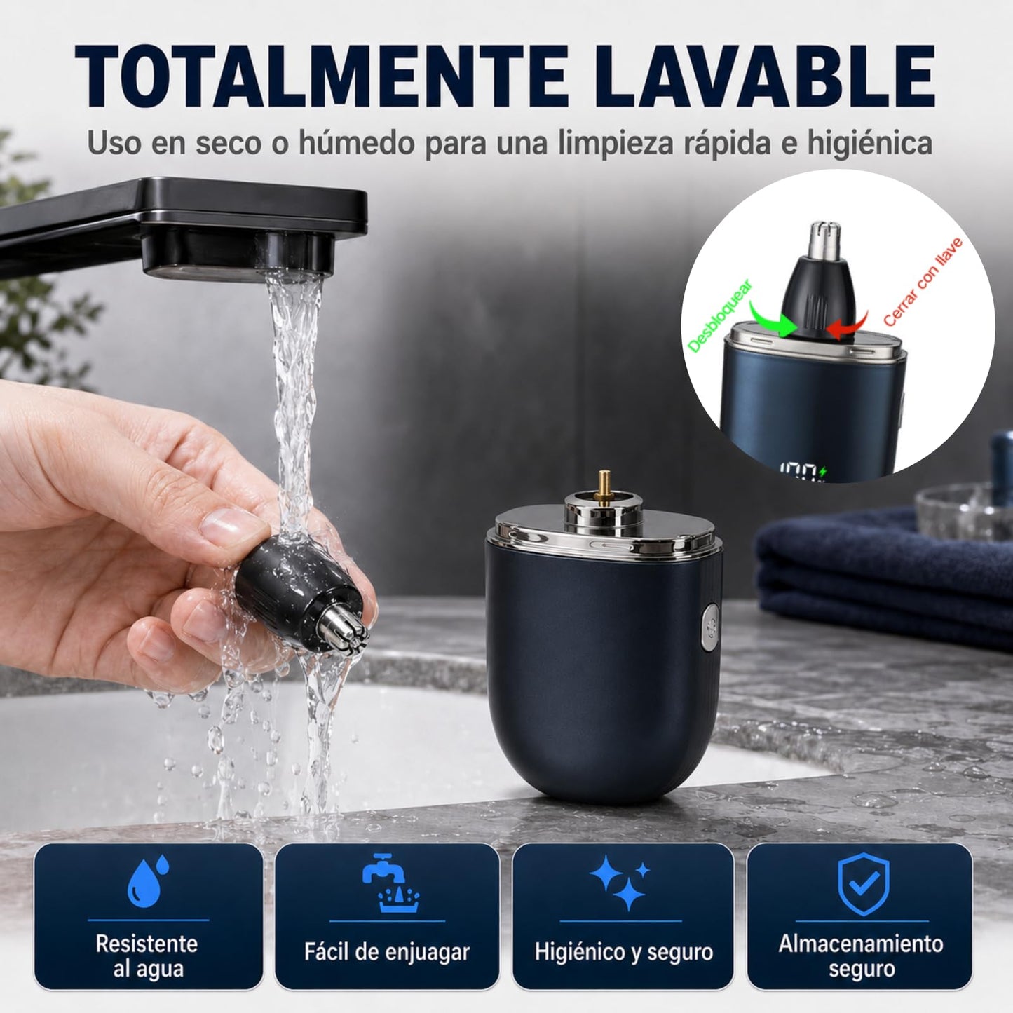 6 en 1 Recortadora de Vello Nasal Recargable, Afeitadora Electrica Hombre Nariz, Depiladora de Nariz y Orejas, USB Recargable, Pelo de la Nariz/barba/cabello/cejas/axilas/piernas