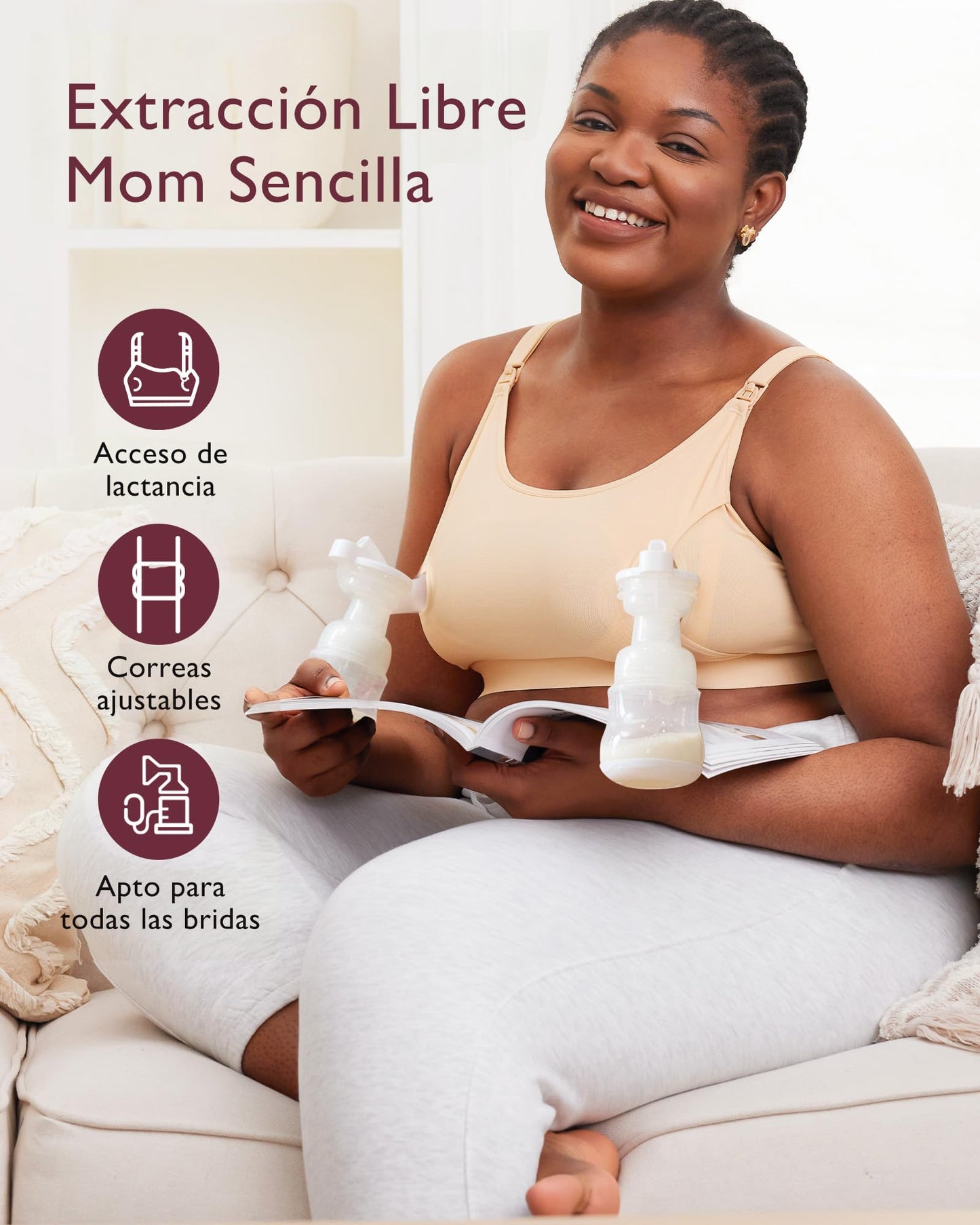 Momcozy Sujetador de Lactancia Manos Libres, Ajustable para Sacaleches, Ideal para Extraer Leche y Amamantar