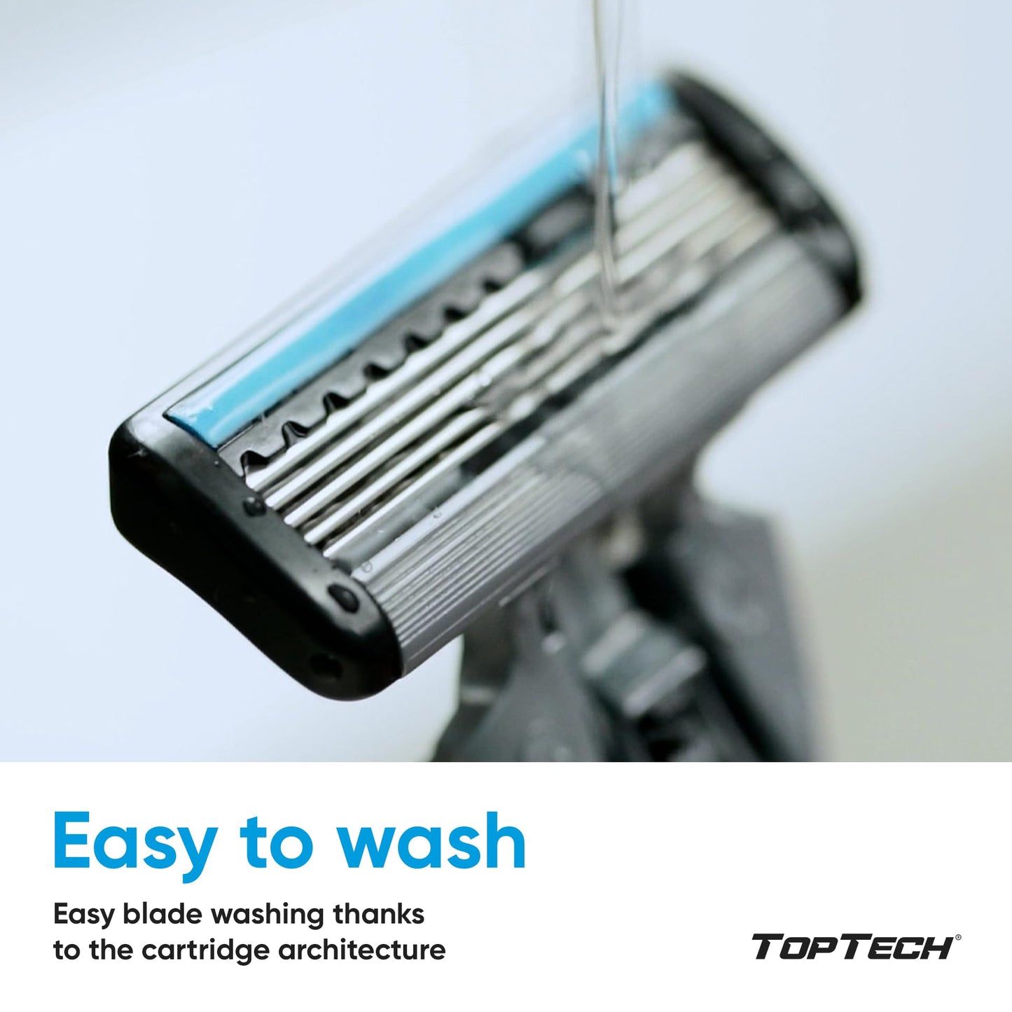 TopTech PRO 5 Rastrillo para Afeitar Hombre Reutilizable - Afeitadora Manual con Cartuchos Reemplazables - Tecnología de 5 Cuchillas - Pack de 9 Unidades (1 Mango + 8 Recambios) - Afeitado Suave y Cuchillas Afiladas - Recambios Económicos
