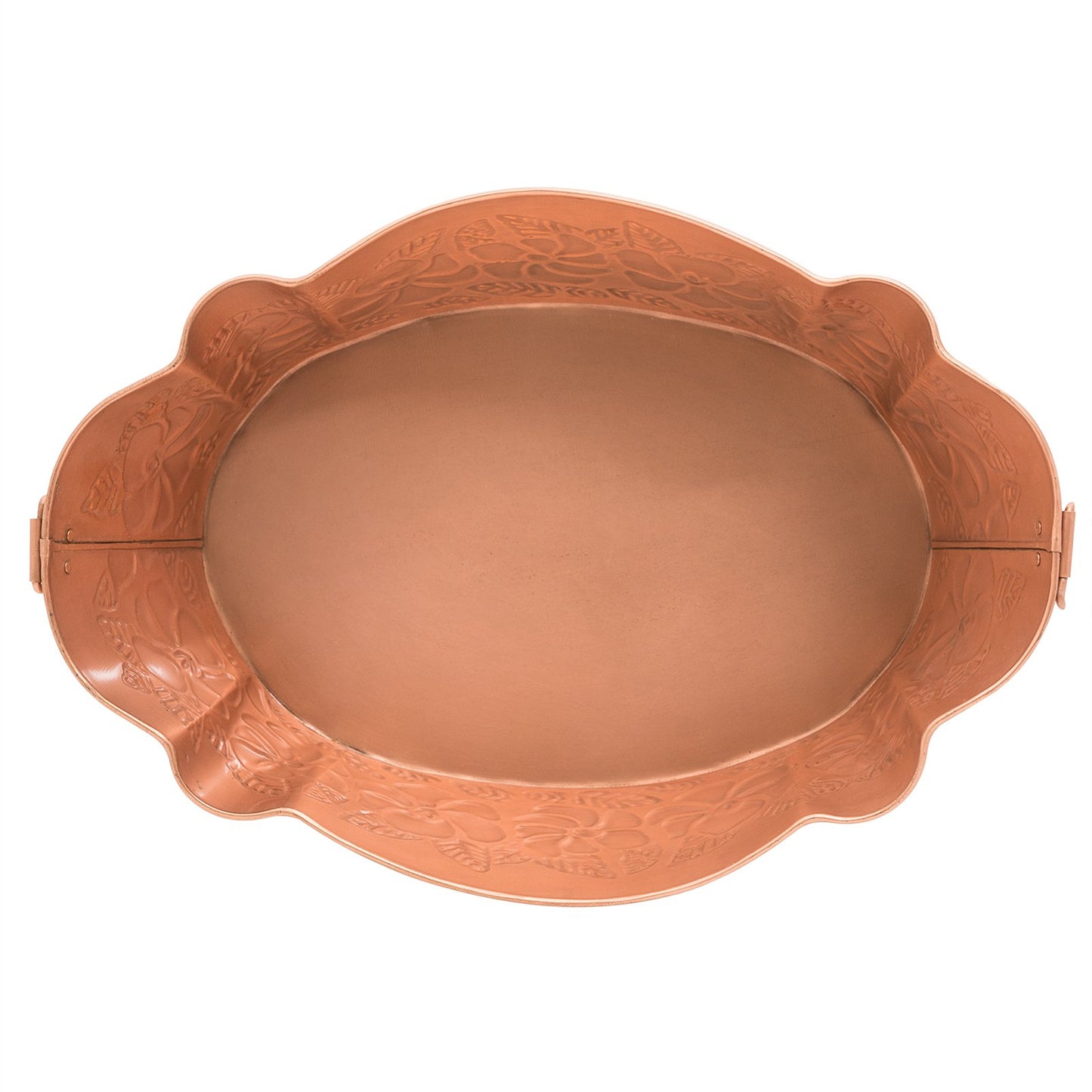 ACHLA DESIGNS Tina galvanizada Ovalada chapada en Cobre en Relieve