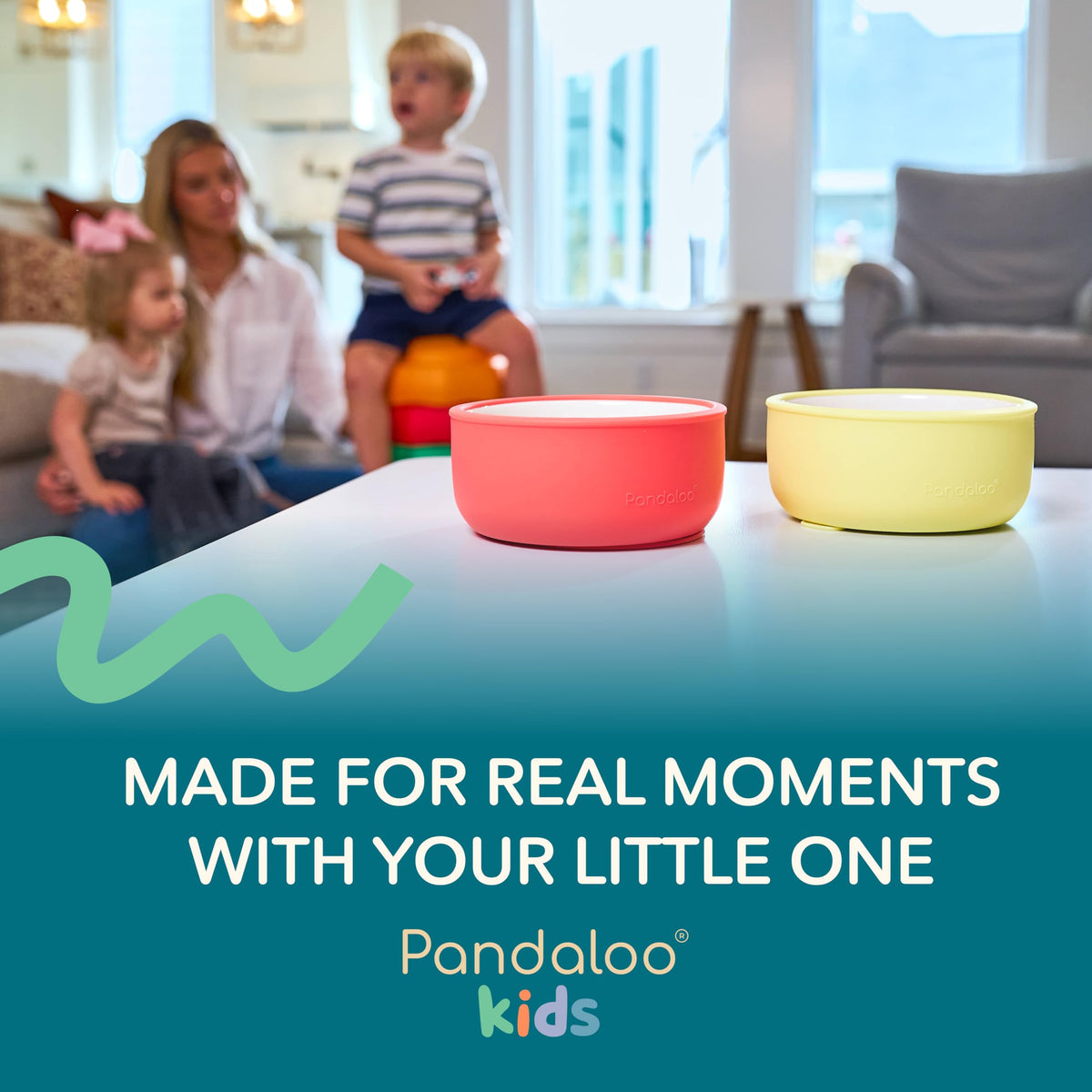 Pandaloo ® Juego de 4 cuencos de porcelana para niños con base de succión extraíble y tapa de silicona, cuencos no tóxicos para la alimentación de niños pequeños, aptos para microondas y lavavajillas,