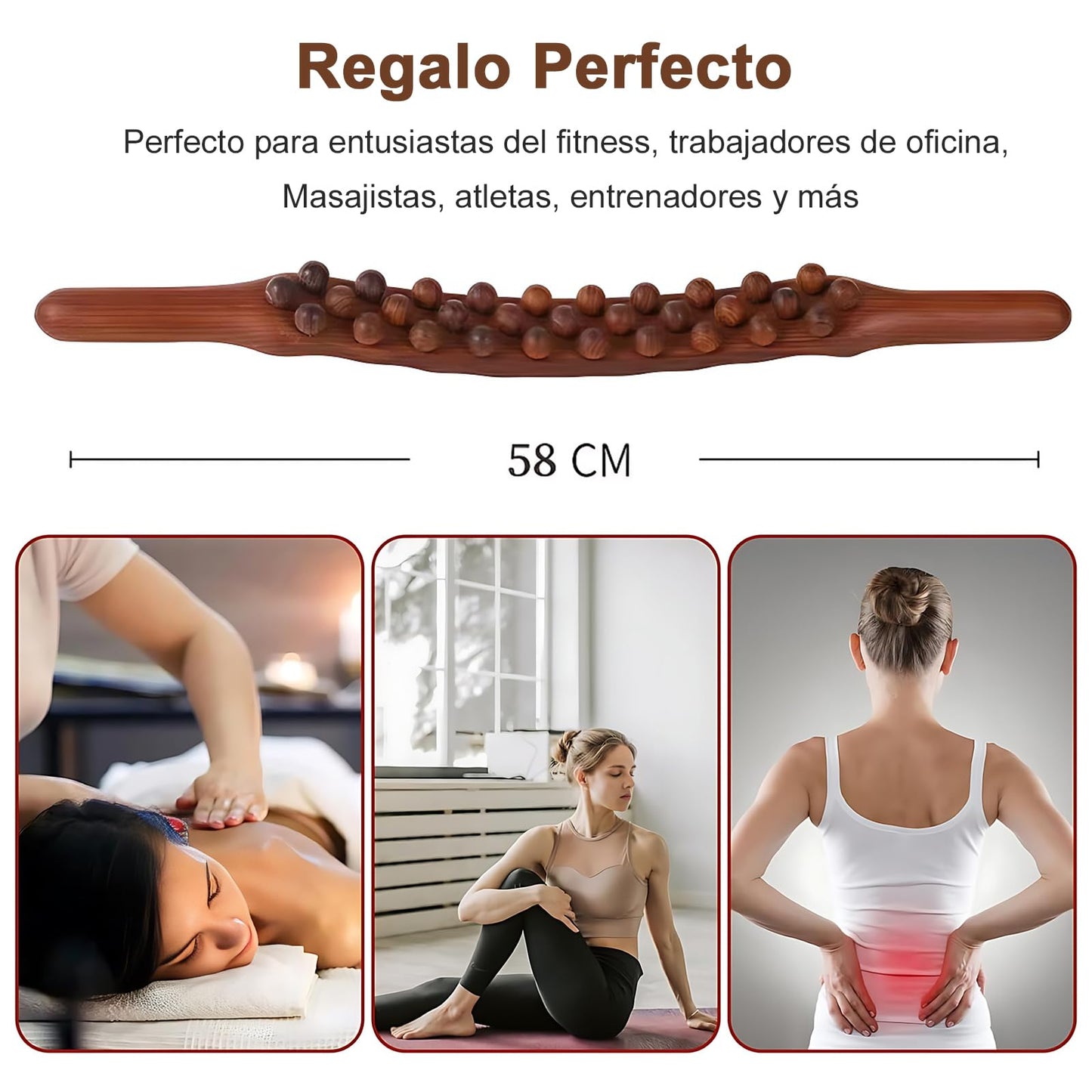 Herramienta de Masaje Gua Sha de Madera, 31 Beads Scraping Massage Bar, Masaje muscular Barra, Adecuado para la espalda, El abdomen y los hombros de todo el cuerpo para aliviar el dolor muscular
