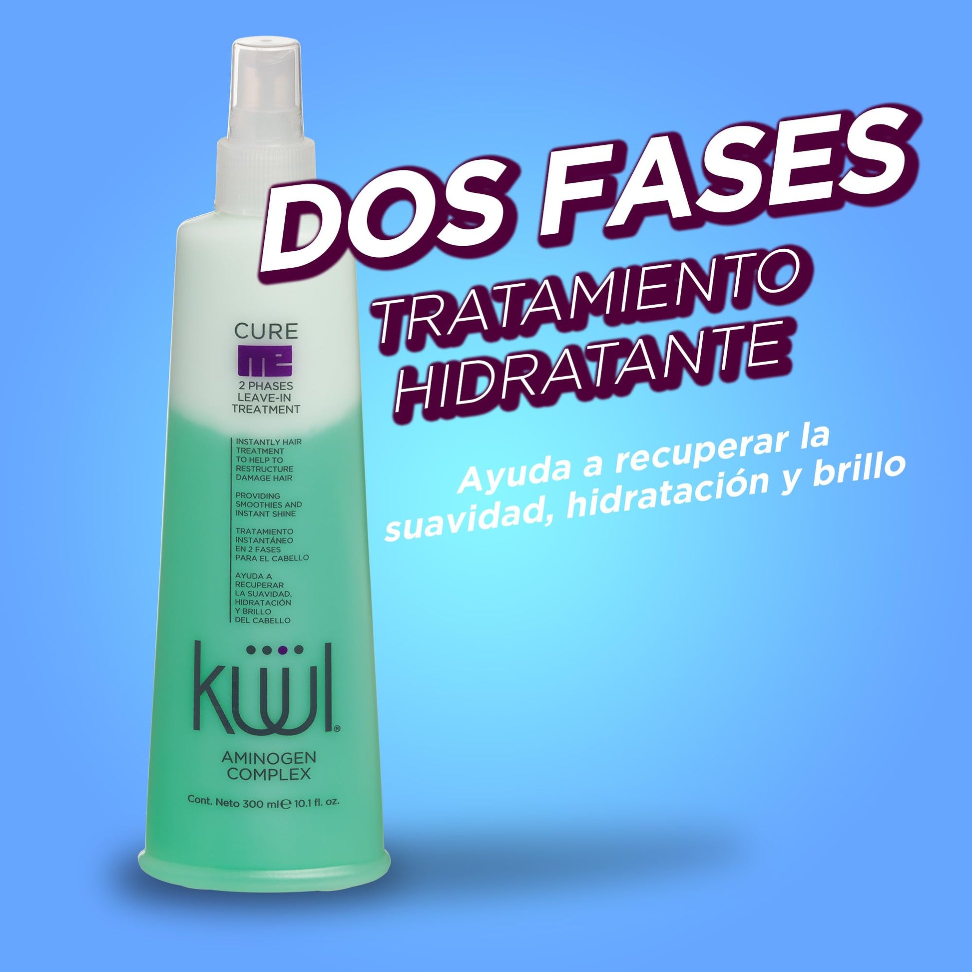 KÜÜL - Tratamiento para Cabello Maltratado Cure Me 2 Phases de 300 mililitros. Aporta Brillo, Suavidad e Hidratación a tu Cabello y Evita el Quiebre del Cabello por el Uso de Químicos