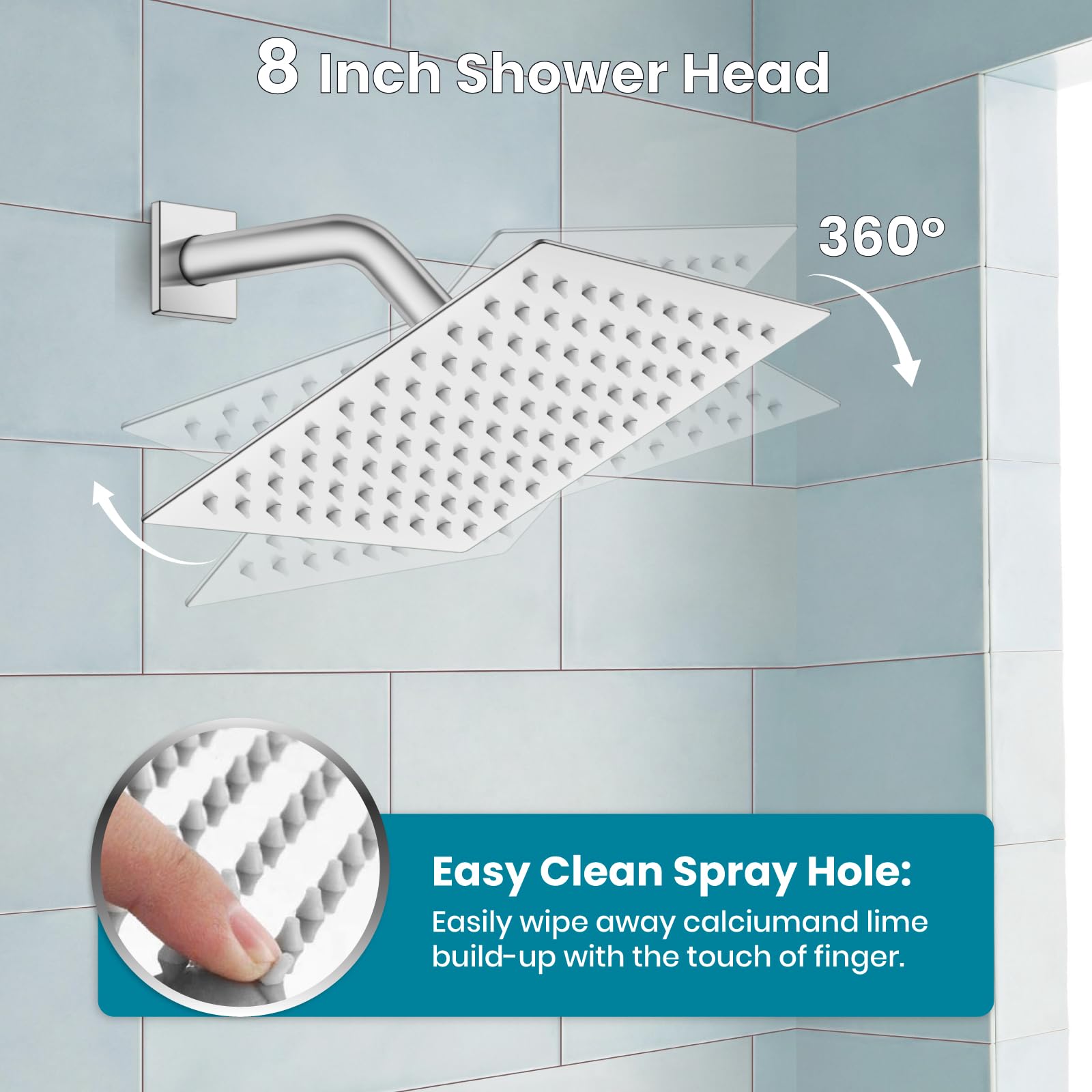 gotonovo Juego de sistema de ducha de 8 pulgadas con relleno de boquilla de bañera, cromo pulido, combo de bañera de ducha montado en la pared, cabezal de ducha de mano para baño, válvula de lluvia y kit de moldura de 3 funciones