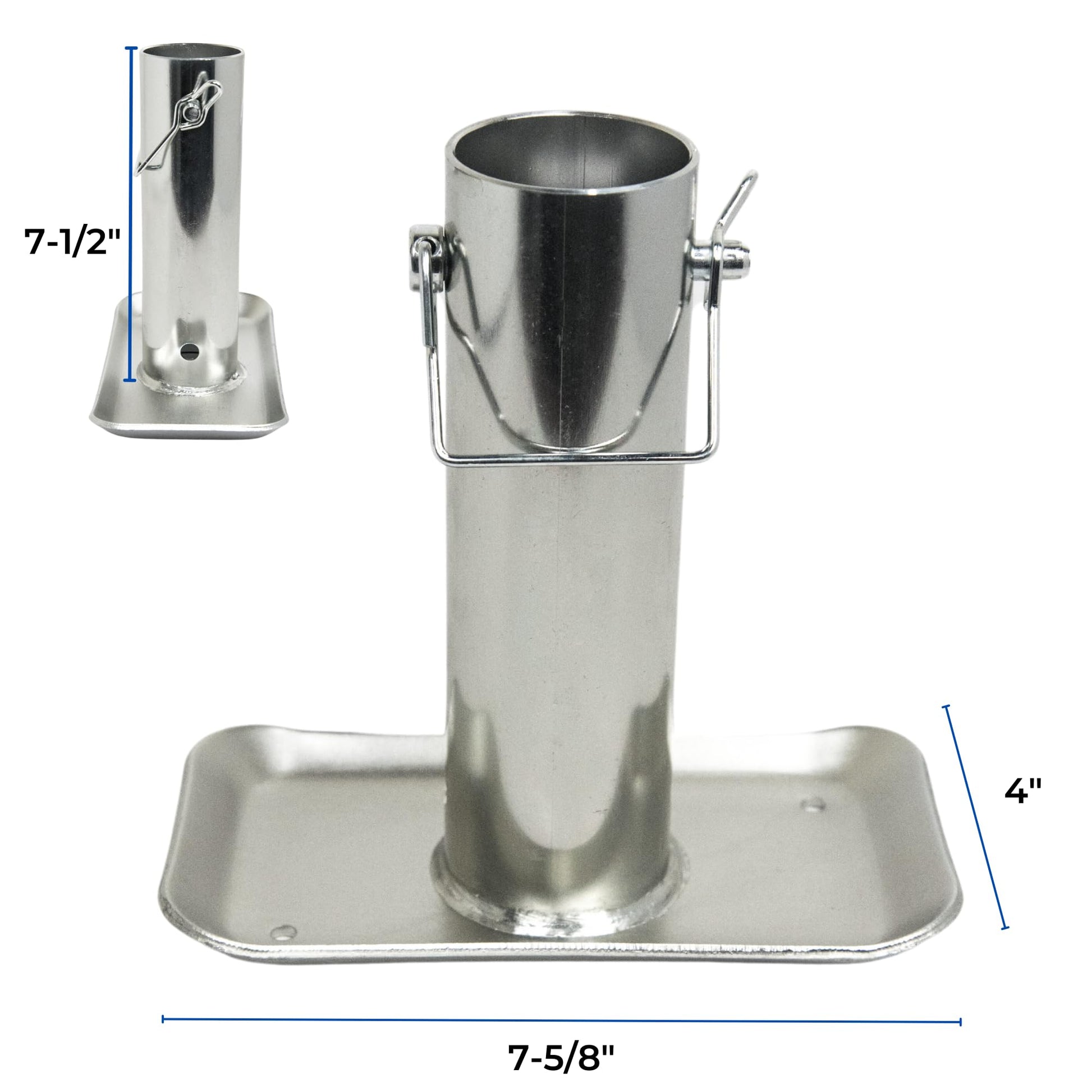 Jeremywell - Placa de pie desmontable para remolque de 5000 libras de capacidad con base de pin para barco con marco en A, caravana, caravana, 7-1/2 pulgadas de longitud de tubo