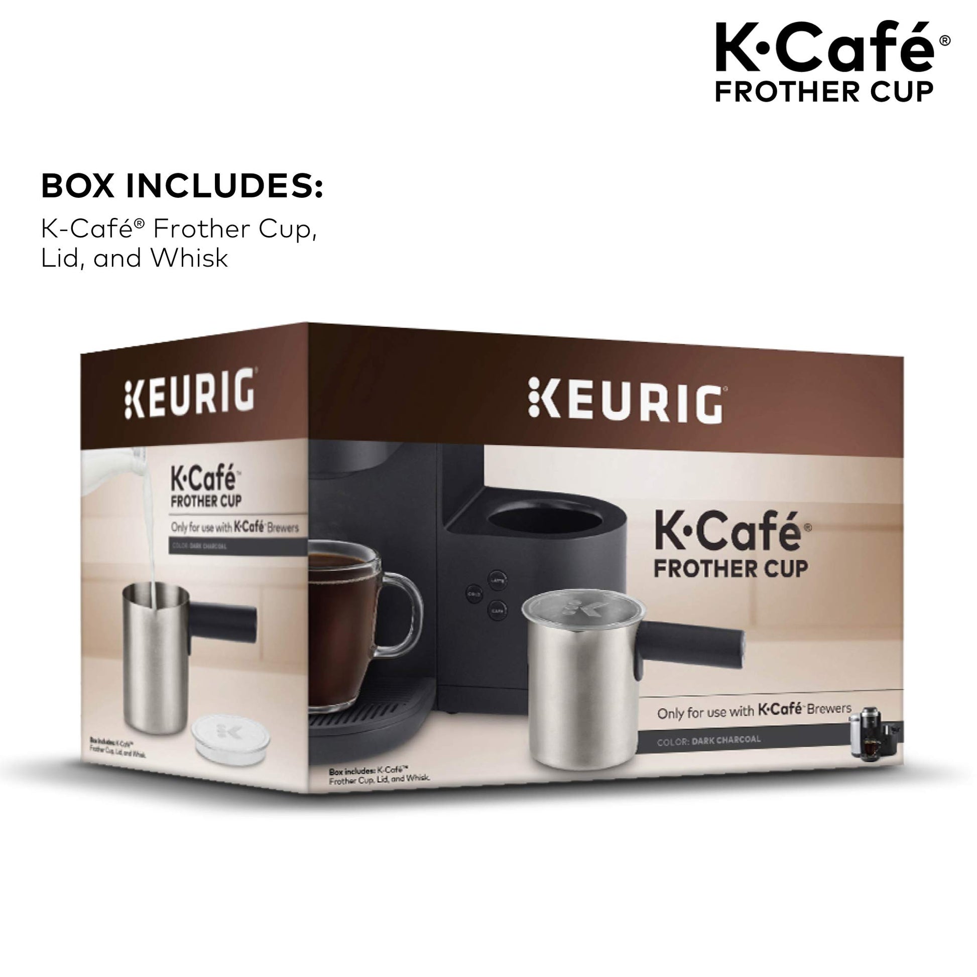 Keurig Funciona con leche no láctea, espuma caliente y fría, solo cafeteras K-Café, 34 onzas, espumador de carbón