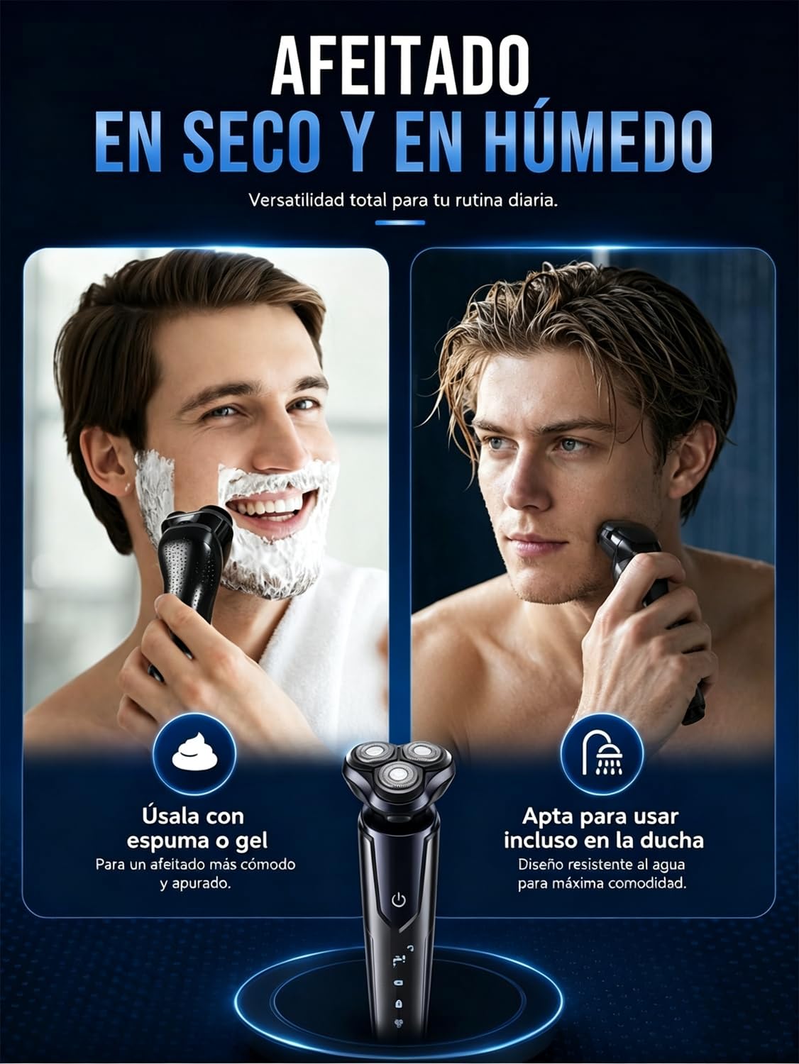RUIAO Rasuradoras para Hombre 3 en 1 IPX7 Recargable USB Color Negro
