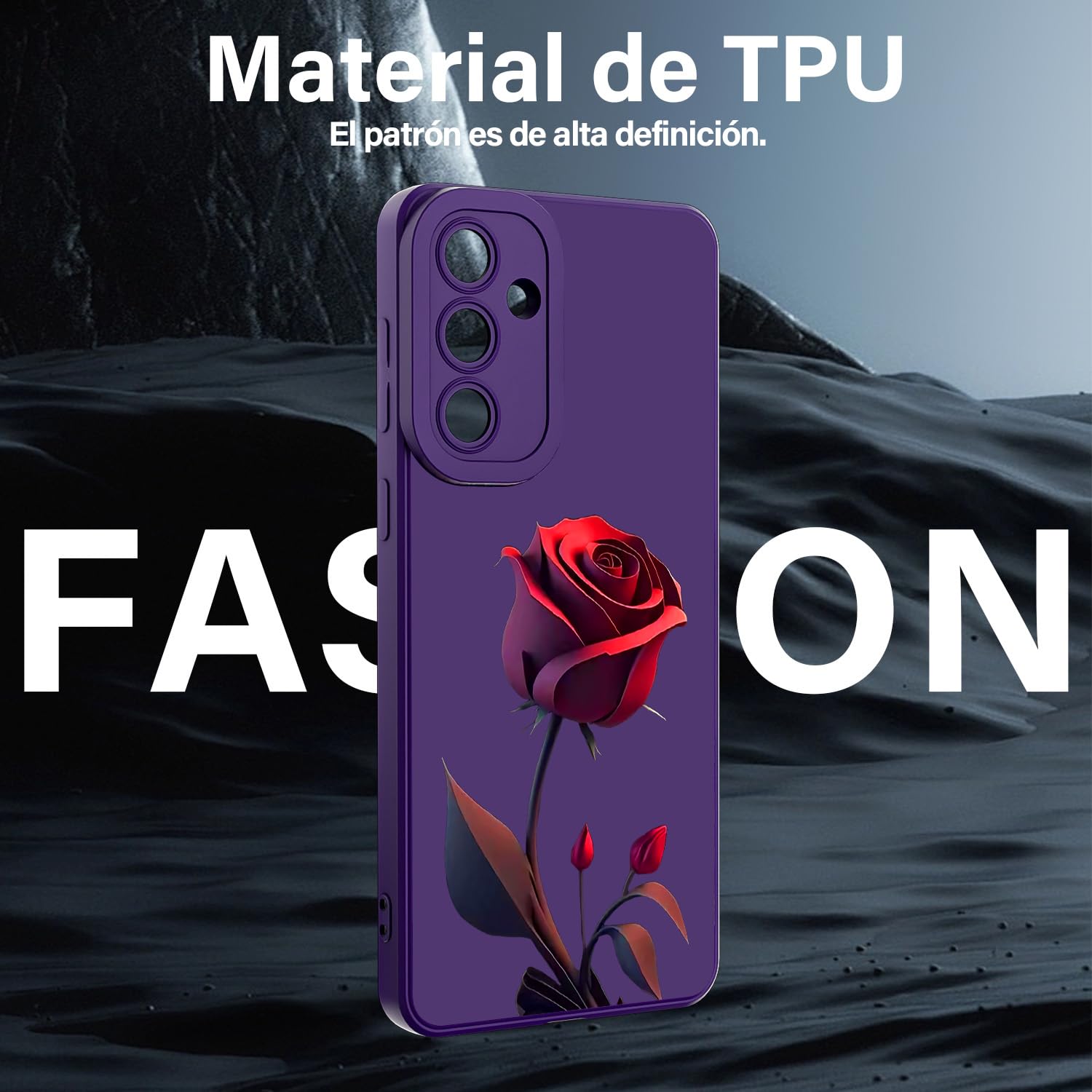 Threehao Funda para Samsung Galaxy S24 FE Case Uso Rudo, Ultra Delgado Flexible Silicona Púrpura Carcasa con Aesthetic Dibujos Flores, Antigolpes Anti-arañazos Protectora
