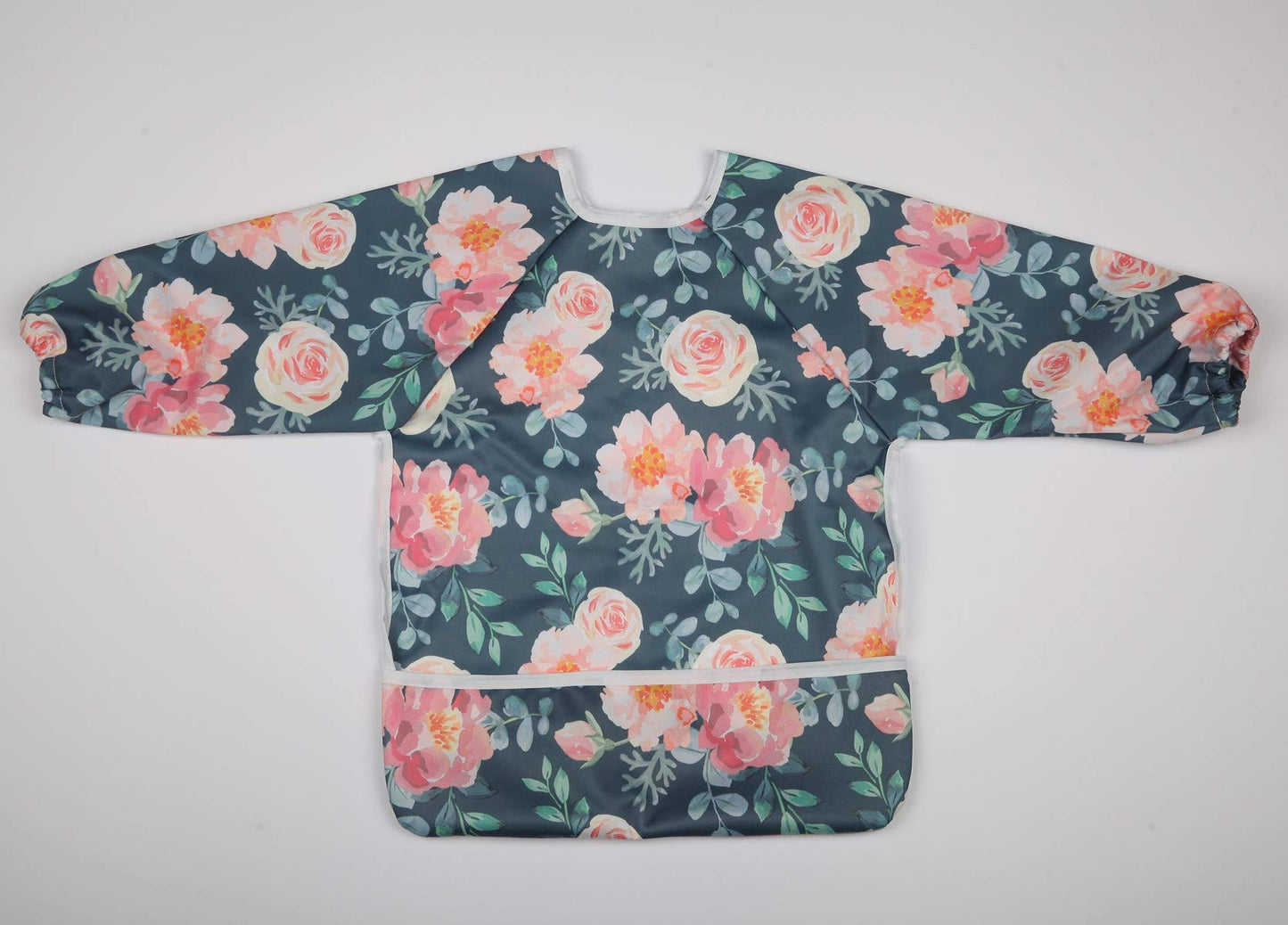 Sigzagor Baby Bib Sleeved Shirt With Pocket 1-3 years old Toddler Painting Drawing (Floral), 15.3inx12.6in