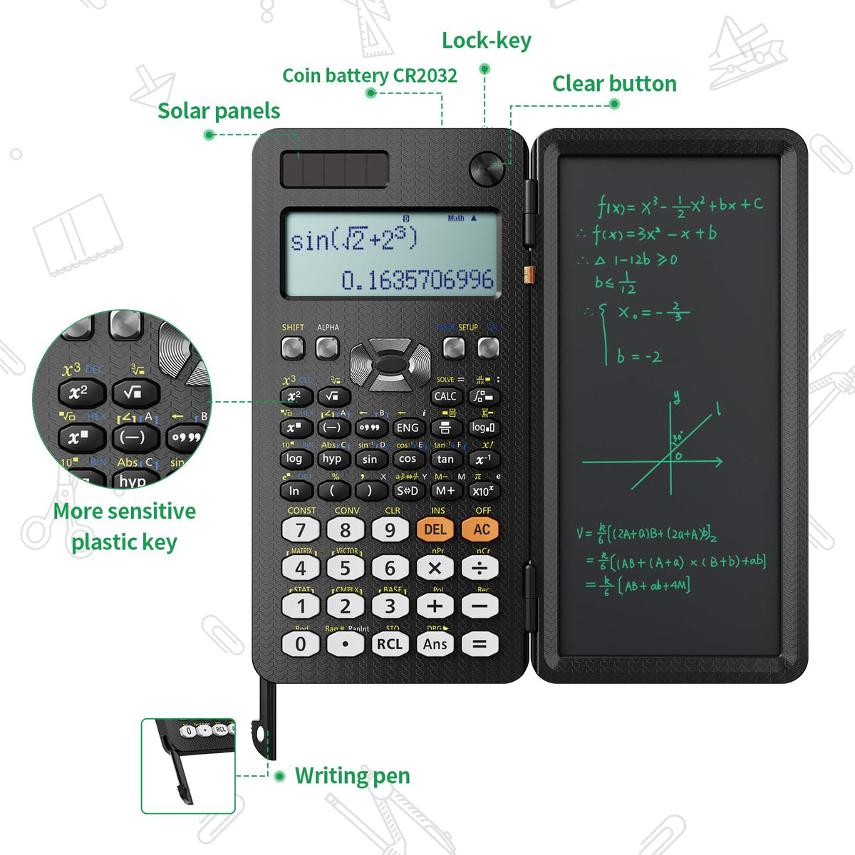 Calculadora Científica NEWYES LCD Plegable para Estudiantes Escolares