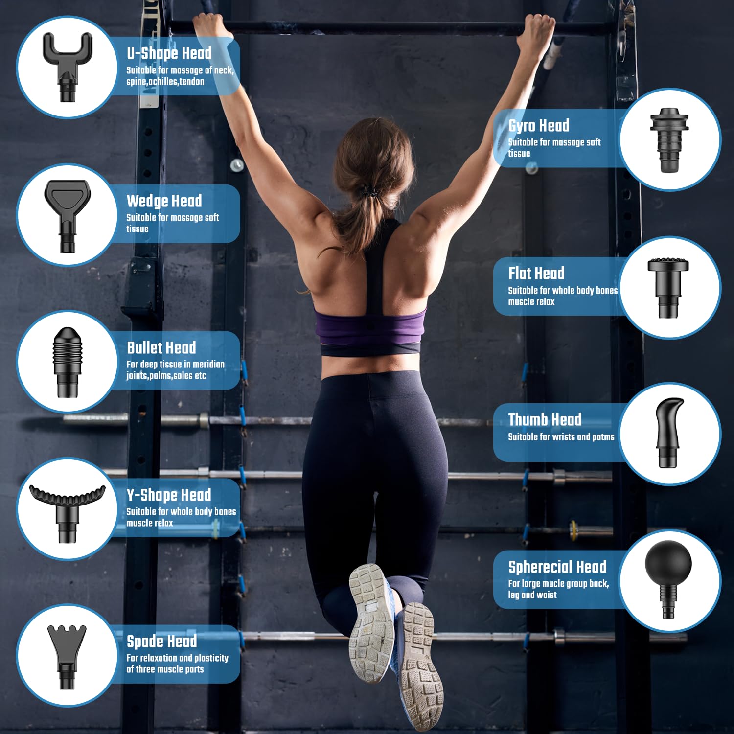 Pistola de Masaje, Pistola de Masaje Muscular Portátil, Massage Gun con pantalla táctil LED, Masajeador Profesional Mudo de Tejido Muscular Profundo, 20 Velocidades Ajustables para Cuello y Hombros