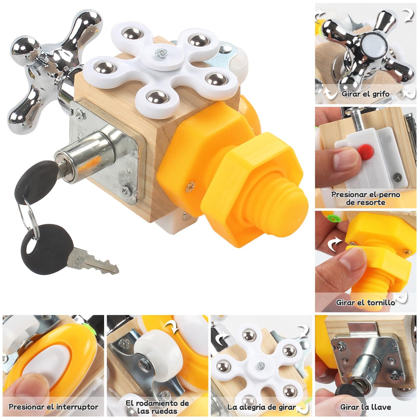 Juguete de Aprendizaje Sensorial con Cerraduras,Tablero Sensorial,Cerraduras Juguete Sensorial,Juguetes Educativos De Aprendizaje Temprano Mejora la Coordinación,Educativos Montessori Lock Picking Toy