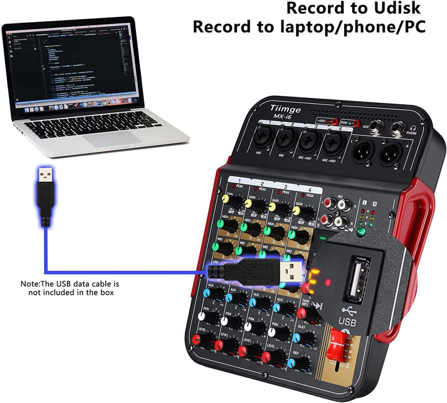 Mesa de Mezcla YYQTGG Metal 4 Canales Profesional con Controlador de Volumen MP3 y Ecualizador 3 Bandas