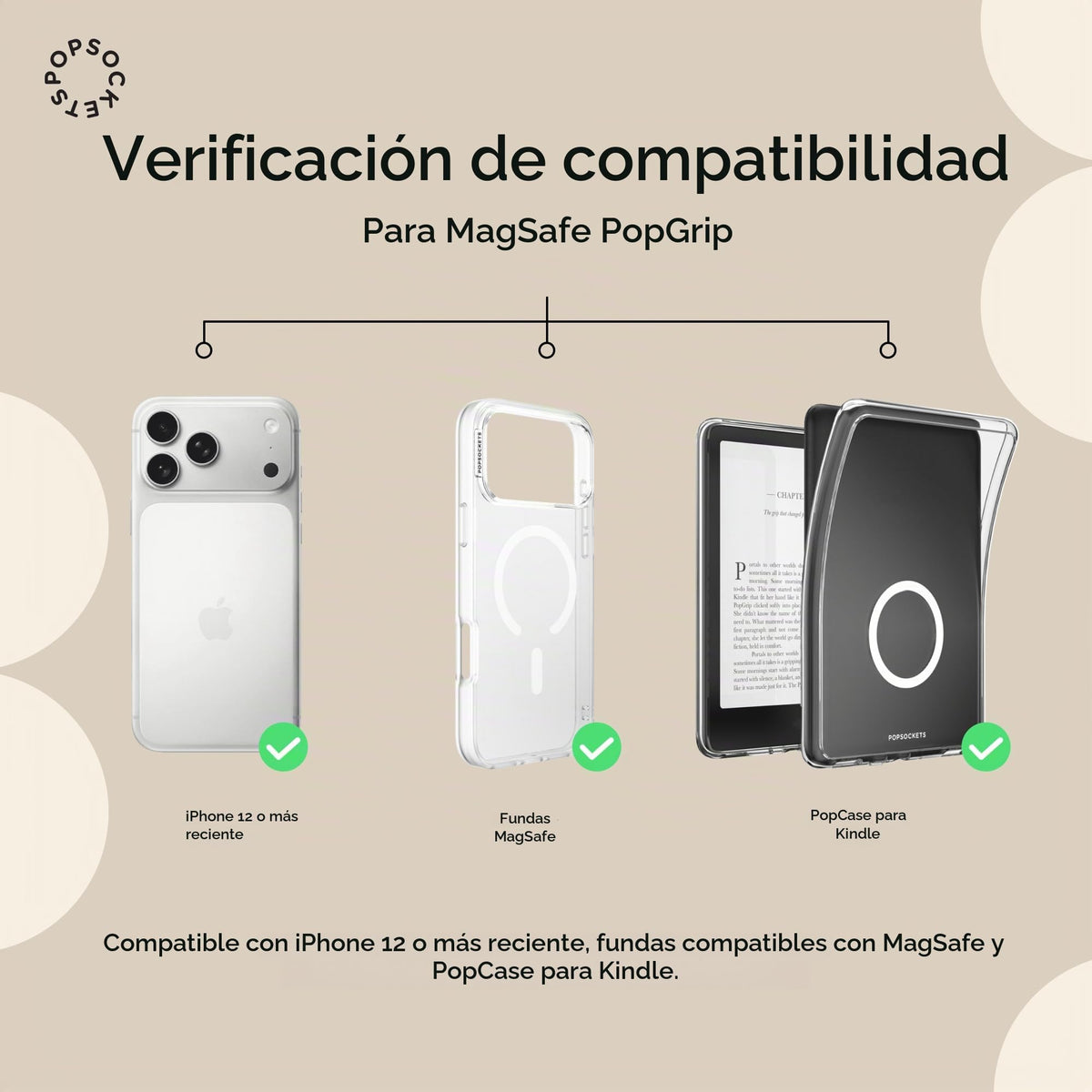 Soporte y Agarre PopSockets con Ventosa Masilla para iPhone en Vidrio y Espejos, Intercambiable y Portátil