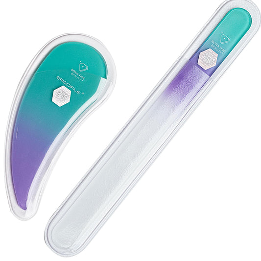 Bona Fide Beauty Ergo - Lima de uñas de vidrio checo, juego de 2 piezas