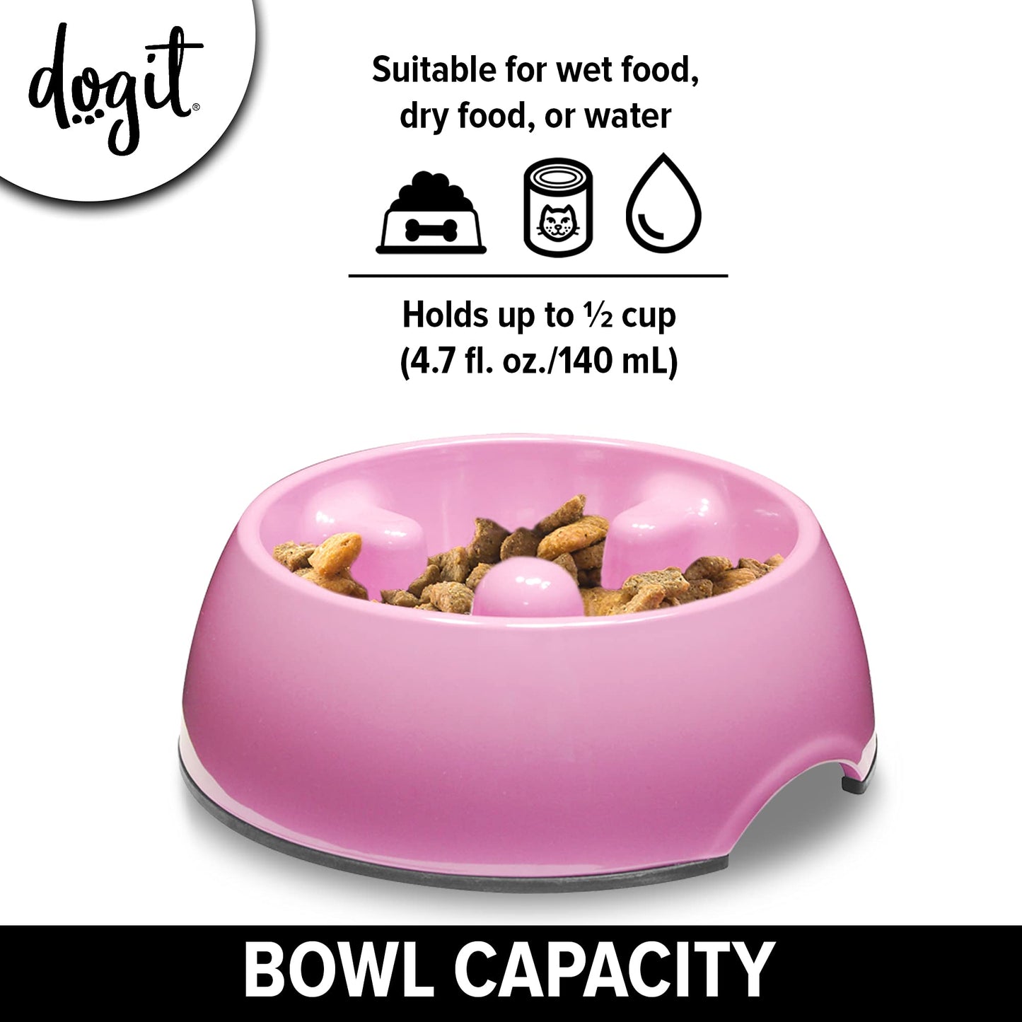 Comedero Lento Dogit Rosa XS Anti-Gulping para Perros