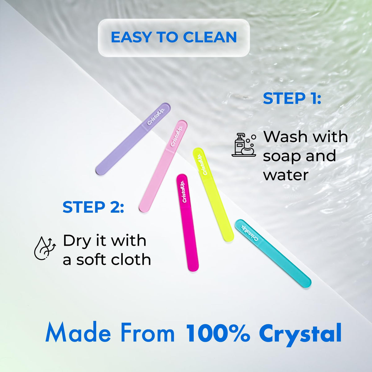 Lima de uñas de cristal Cristal UP de 3 pulgadas, lima de vidrio ideal para el bolso, duradera, ecológica, segura y suave para las uñas, perfecta para viajar a casa, la oficina y en movimiento,