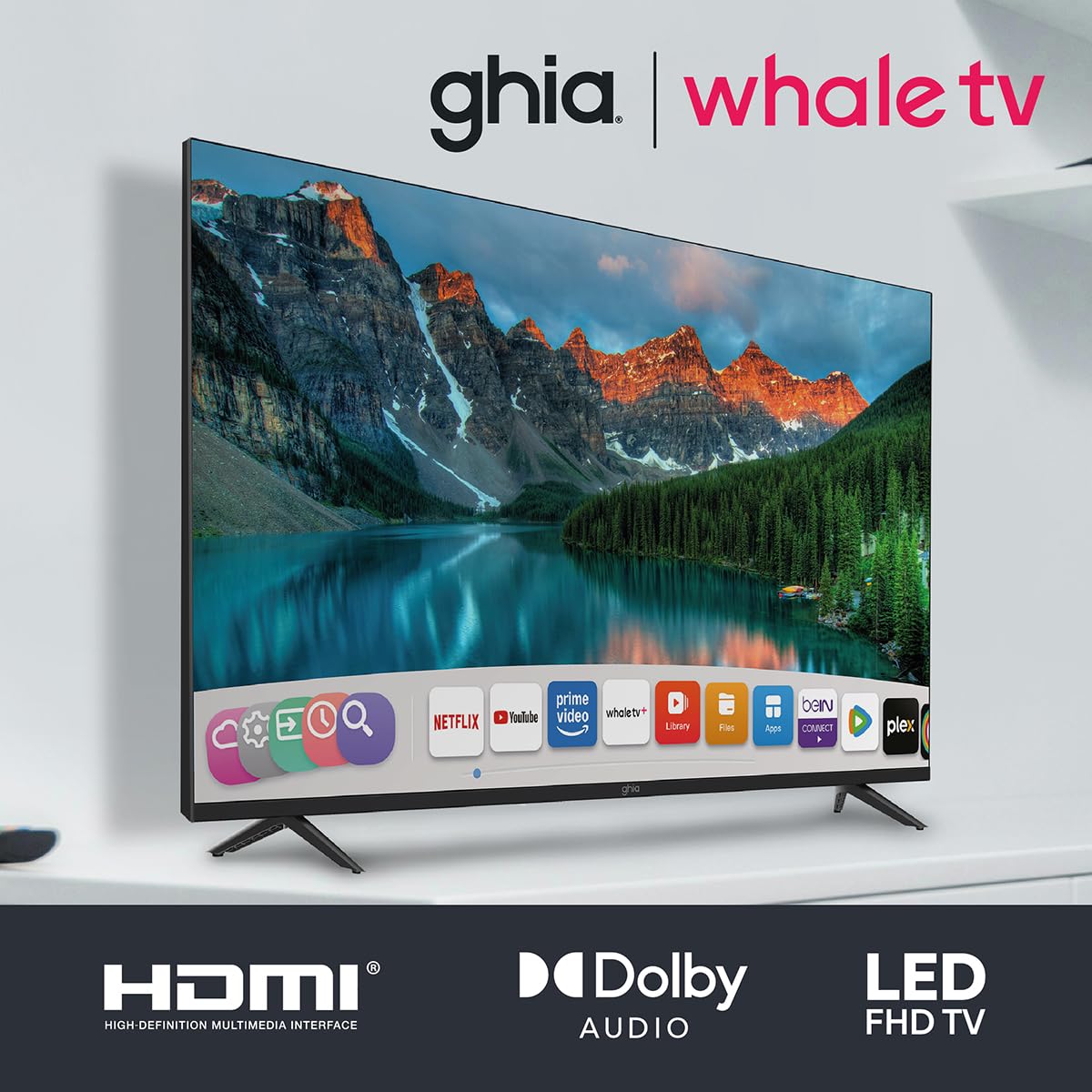 GHIA Pantalla Smart TV 43" Whale TV, Full HD 3 HDMI, 2 USB, Dolby Audio. Modelo G43W25