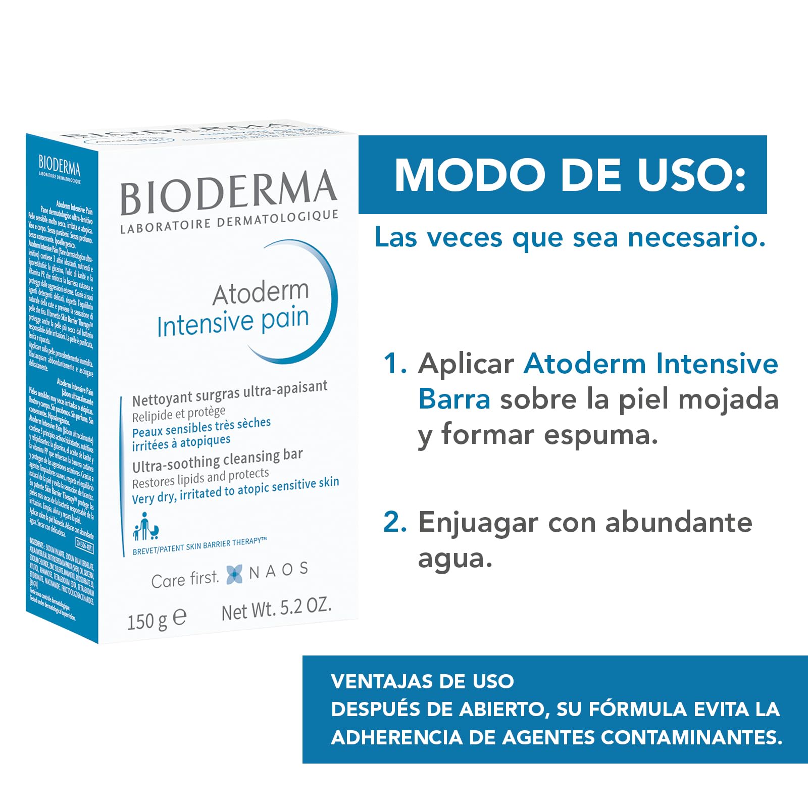 Bioderma | Atoderm Barra Limpiadora Suave Anti-bacterial, 150g