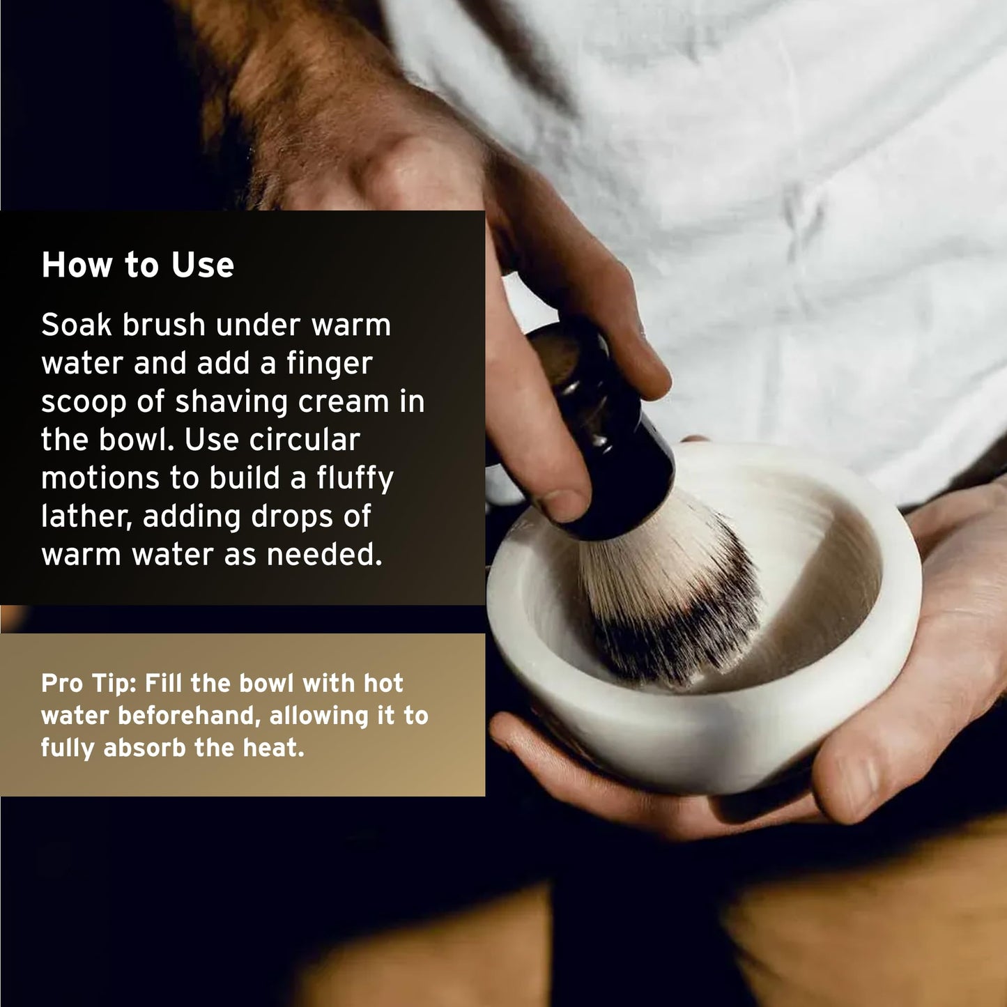 SUPPLY Marble Shaving Bowl (Naturally Heat Retaining + Handcrafted from Solid Marble)