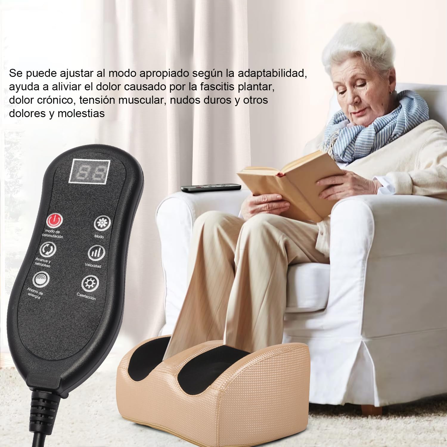 AWCBBT Masajeador de Pies Eléctrico,Con 20 Cabezales de Masaje,Masajeador de Pies,32x19x15cm,Presoterapia Piernas,Con 3 Modos y 3 Intensidades,Foot Massager,Adecuado para uso doméstico y de viaje