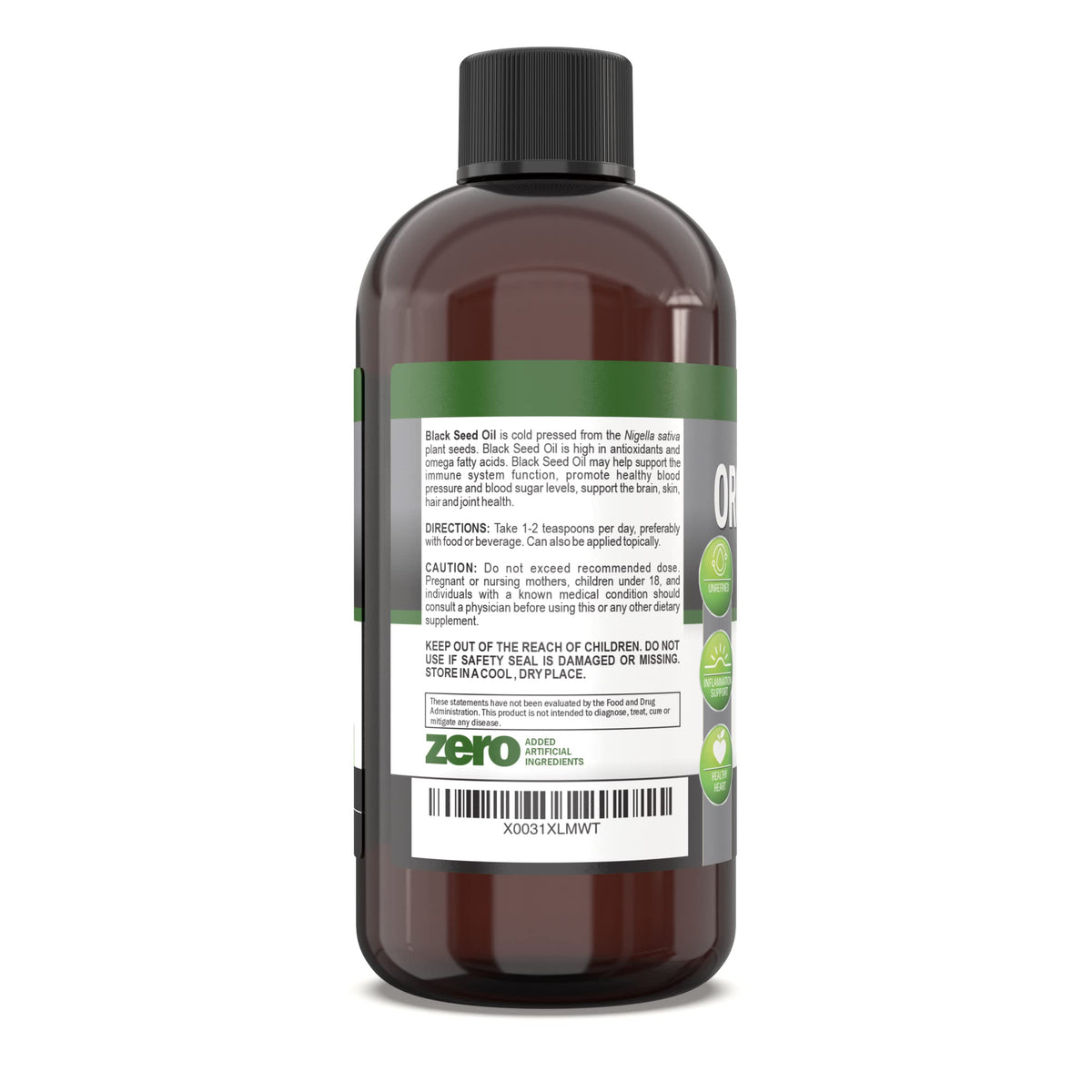 NutriONN Aceite De Semilla Negra Orgánico - Aceite De Semilla De Comino Negro Líquido Orgánico Certificado Por La Usda - Alto Contenido De Timoquinona - Sin Ogm Y Prensado En Frío - Rica Fuente De Áci