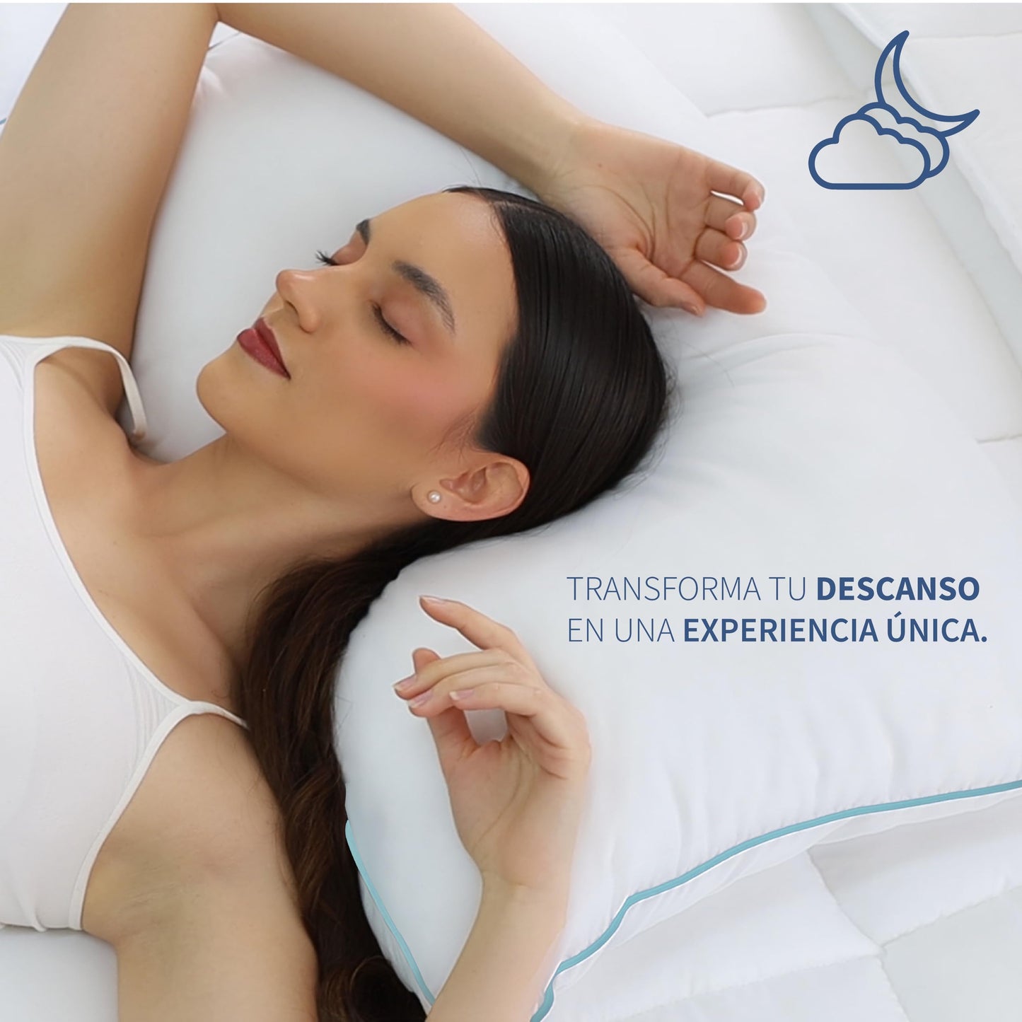 Almohadas TESSO HOME Azul Hipoalergénicas de Firmeza Media y Suaves Lavables Estándar