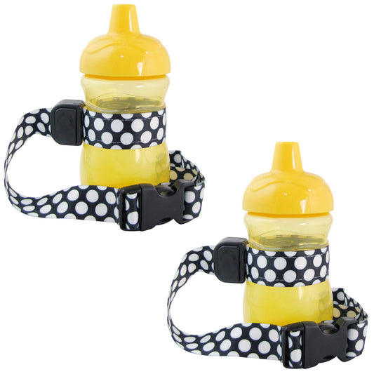 Portavasos PBnJ Baby Negro Blanco con Correa de Sujeción 2-Pack