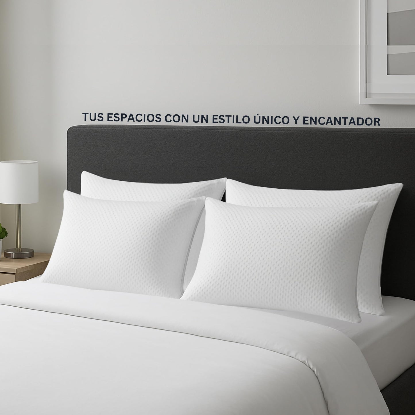 Almohadas TESSO HOME Semi Firme Espuma de Memoria Triturado y Microfibras Gel Standard