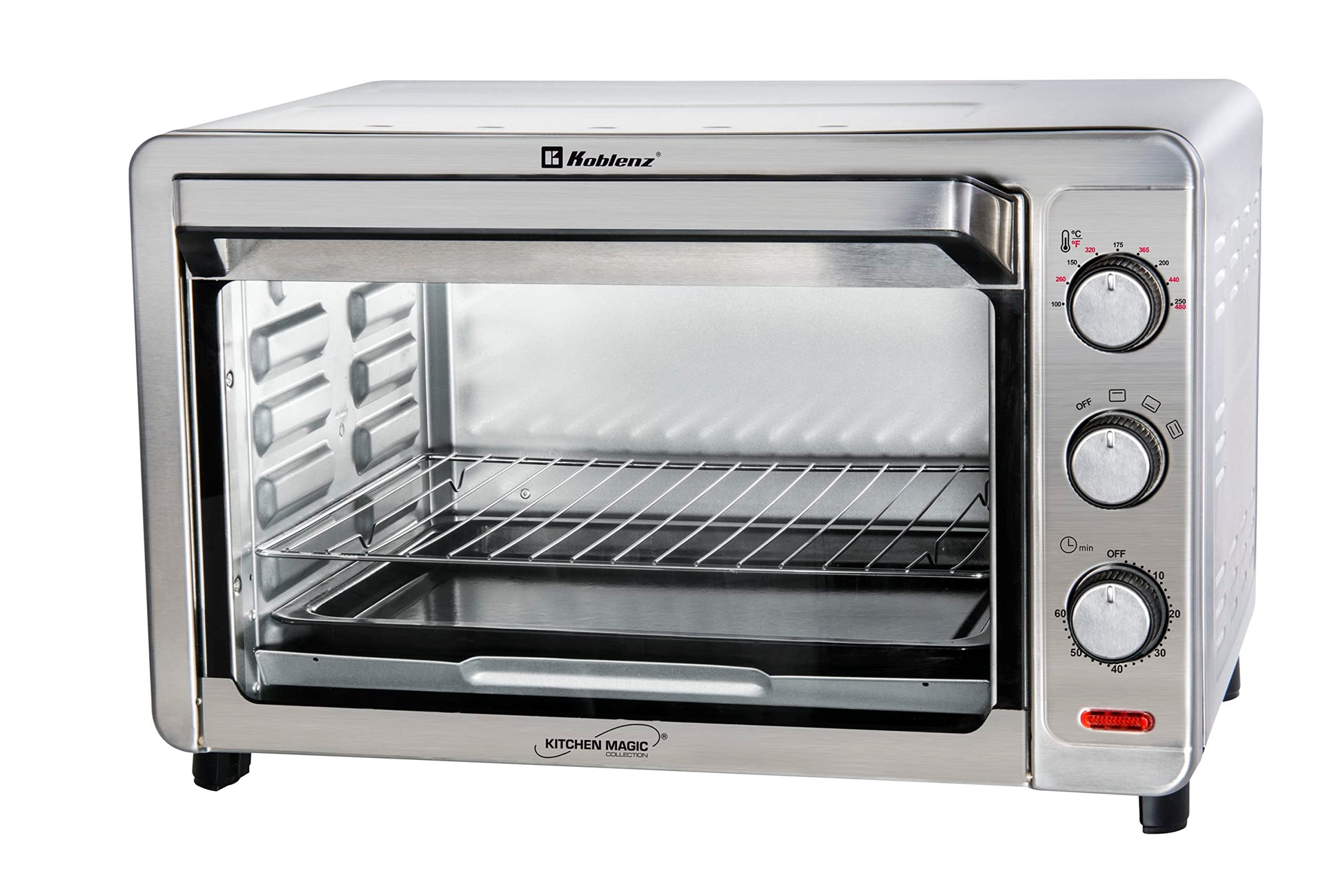 Horno Eléctrico de Convección Koblenz, 9 Rebanadas, 32 L, Timer de 60 Minutos y 3 Programas de Cocción que Permiten Asar, Gratinar, Dorar y Tostar, 1500W, 3 Accesorios, Acero Inoxidable (HKM-1500 S)