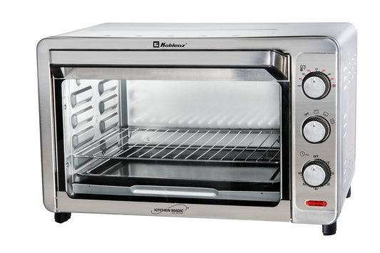 Horno Eléctrico de Convección Koblenz, 9 Rebanadas, 32 L, Timer de 60 Minutos y 3 Programas de Cocción que Permiten Asar, Gratinar, Dorar y Tostar, 1500W, 3 Accesorios, Acero Inoxidable (HKM-1500 S)