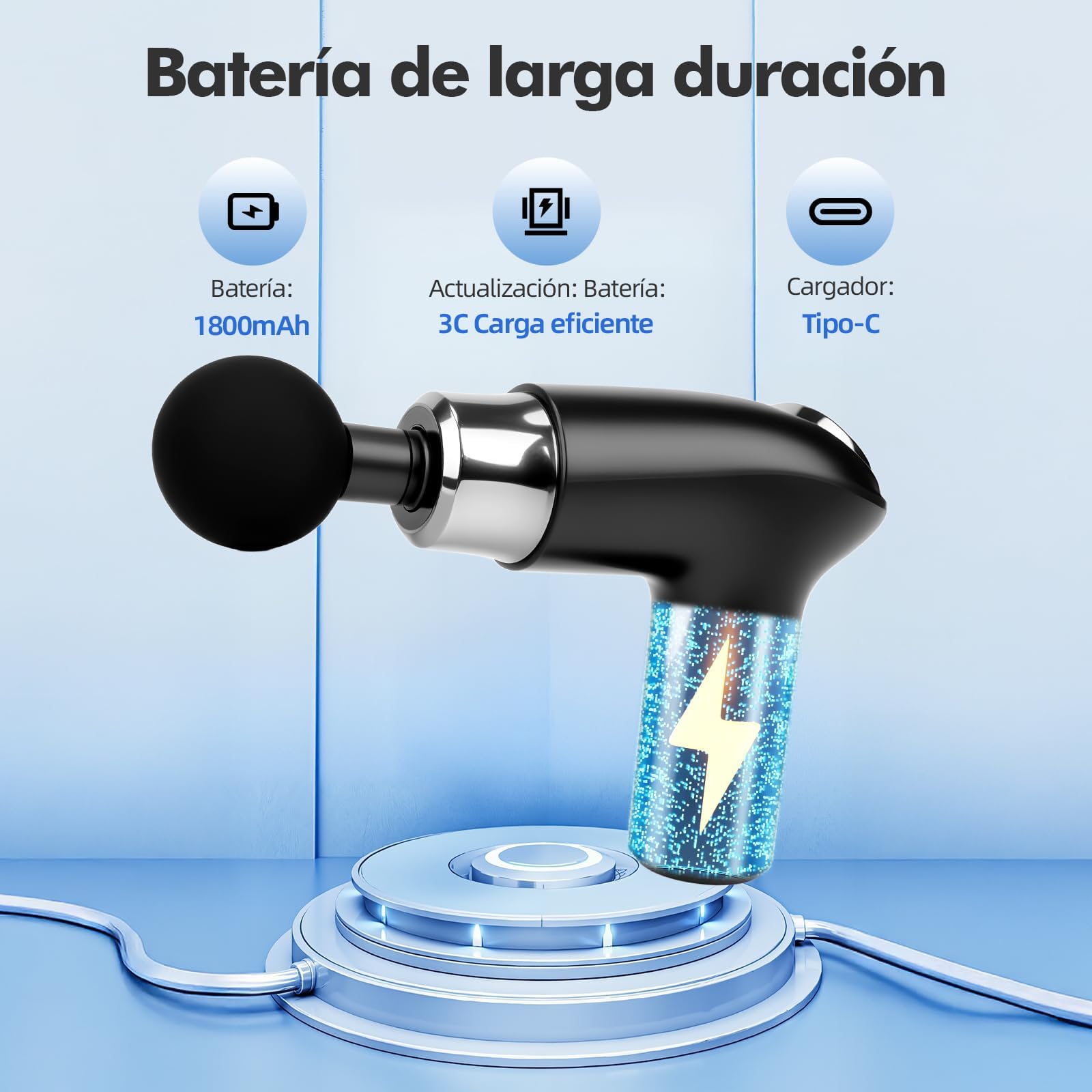 Masajeador de Espalda, Pistola de Masaje Muscular, Maquina para Masajes Musculares,Mini Massage Gun Portátil con 12 Niveles Ajustables,Pantalla Lcd,SúPer Silencioso, Masajeador de Pies, Cuello Hombro