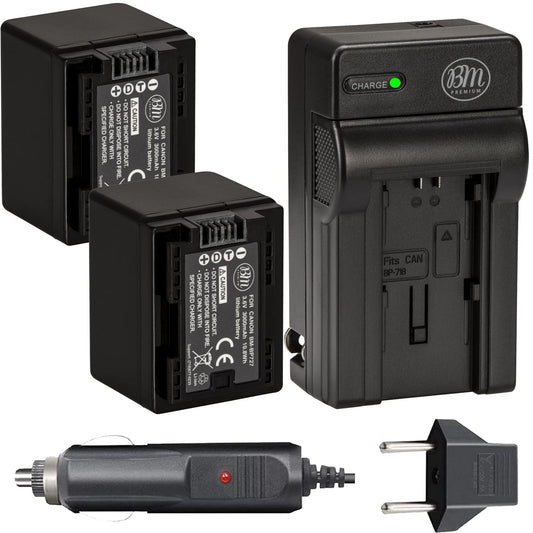 Bm Premium totalmente Decoded 2-Pack de BP-727 Baterías y cargador de batería para Canon VIXIA HF R70, HF R72, HF R700 Hfm50, HFM52, Hfm500, Hfr30, Hfr32, Hfr300, Hfr40, Hfr42, Hfr400, Hfr50, Hfr52, Hfr500, hfr60, hfr62, hfr600 videocámara