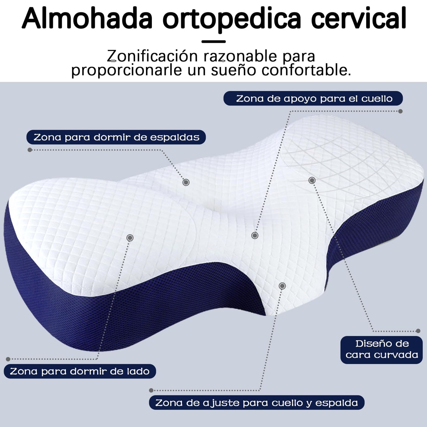 KTMOUW Almohada Memory Foam Almohada Ortopedica Almohada Cervical Almohada Cervical Ergonómica para Todas Las Posiciones para Dormir Almohadas