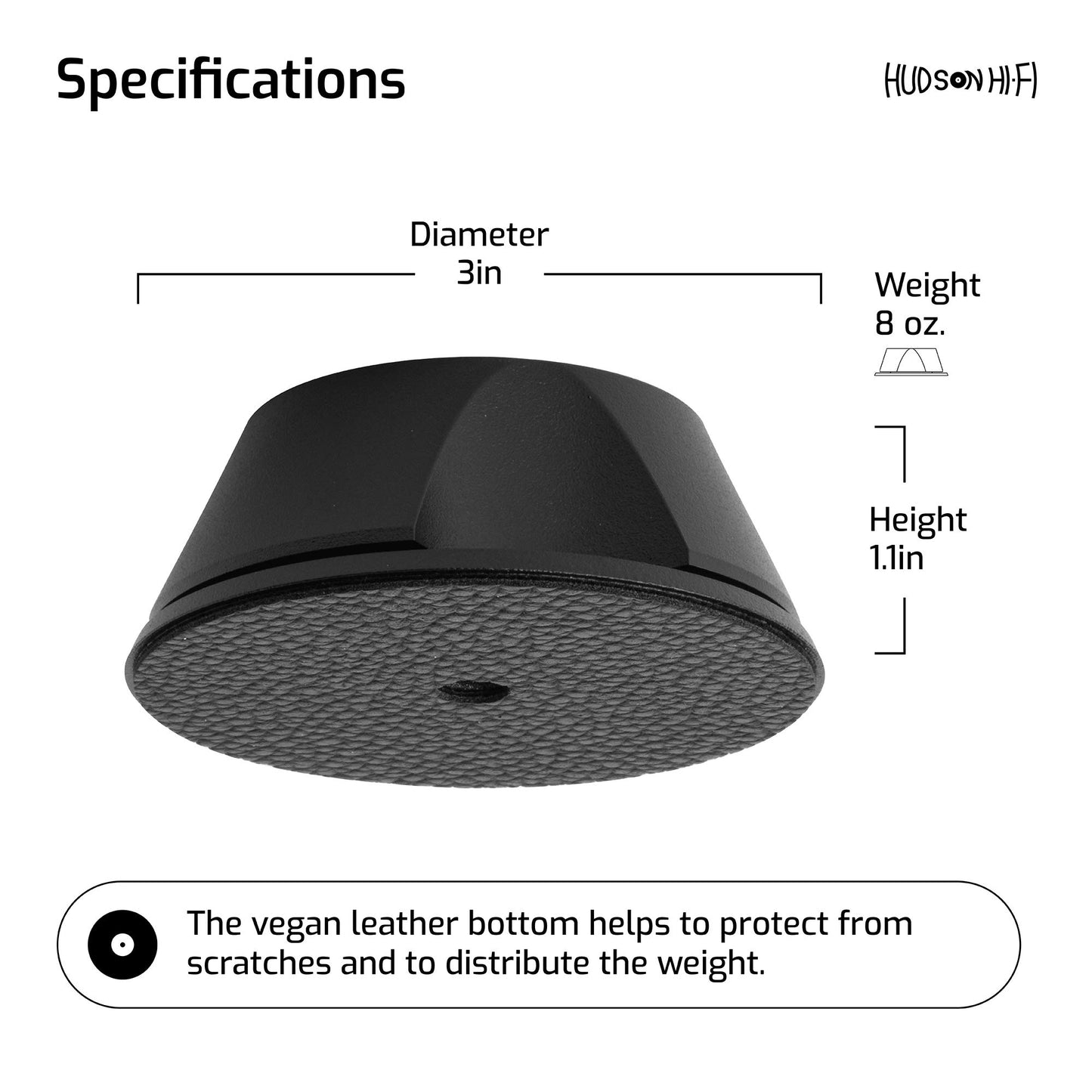 Hudson Hi-Fi BigBen Record - Abrazadera estabilizadora de Peso, Negro Mate, LittleBen