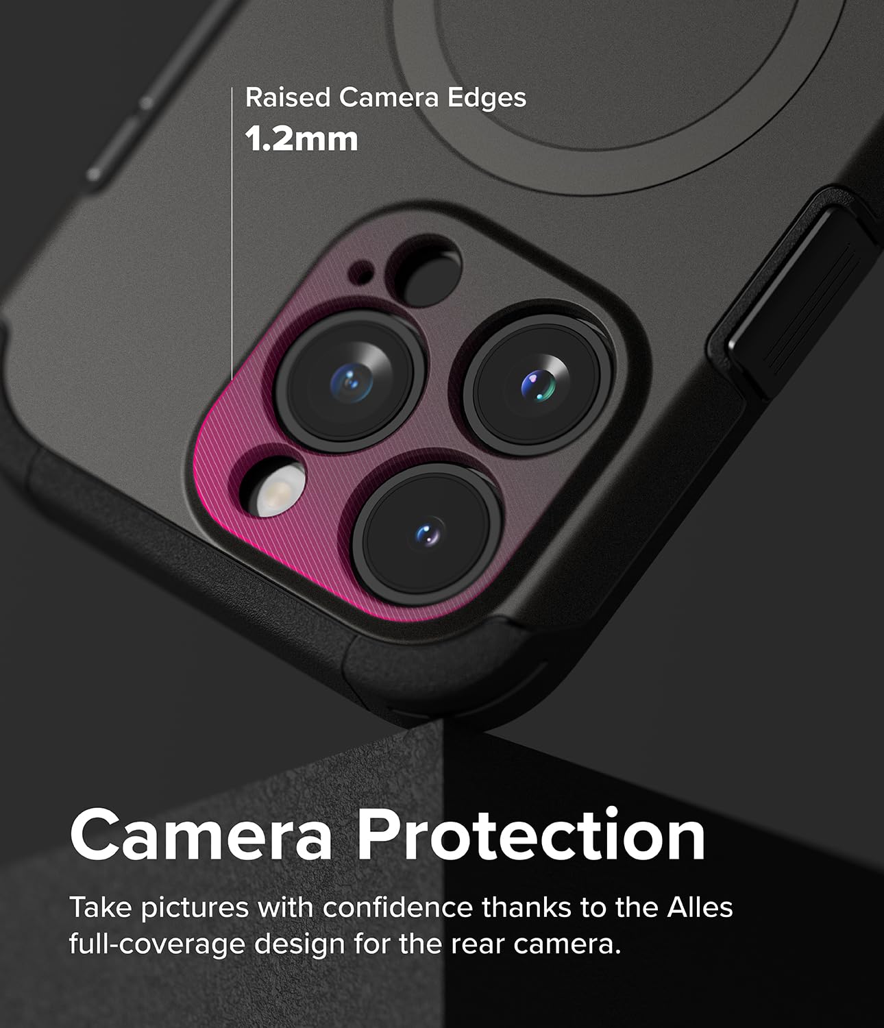 Funda Magnética Ringke Alles Gunmetal Compatibilidad MagSafe para iPhone 15 Pro MAX con Soporte Ajustable y Protección Resistente
